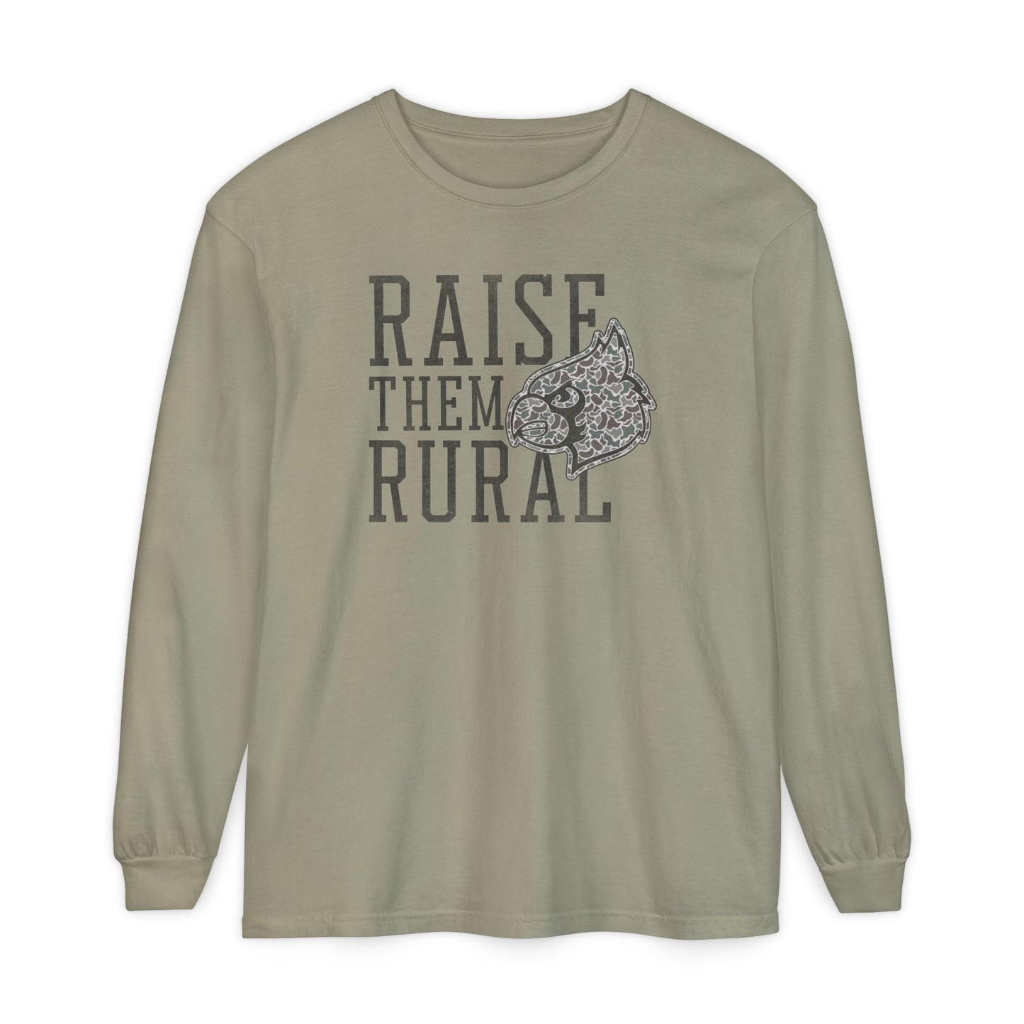 Old School Camo Raise them Rural Cardinal - Comfort Colors Long Sleeve T-Shirt