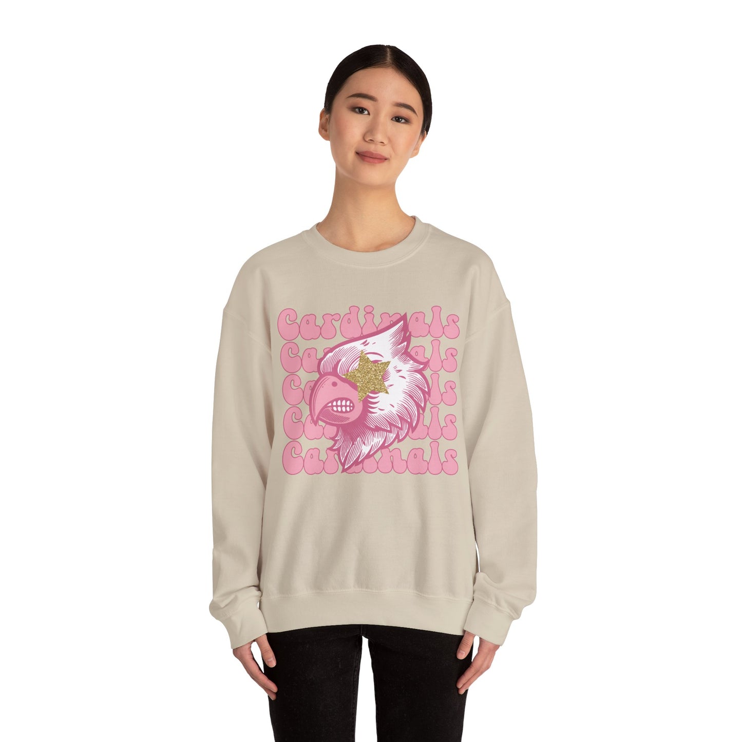 Pink Cardinals Star Eyes - Unisex Heavy Blend™ Crewneck Sweatshirt