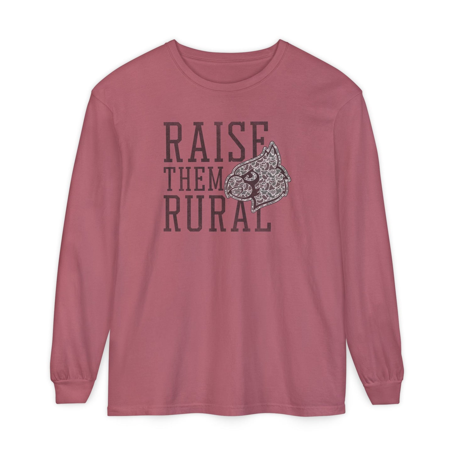 Old School Camo Raise them Rural Cardinal - Comfort Colors Long Sleeve T-Shirt