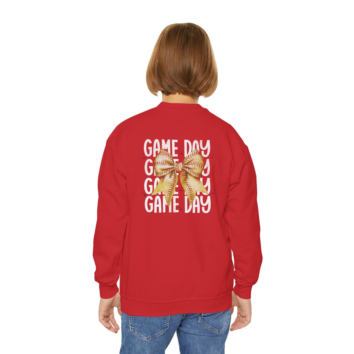 Game Day Softball Coquette - Youth Crew Sweatshirt