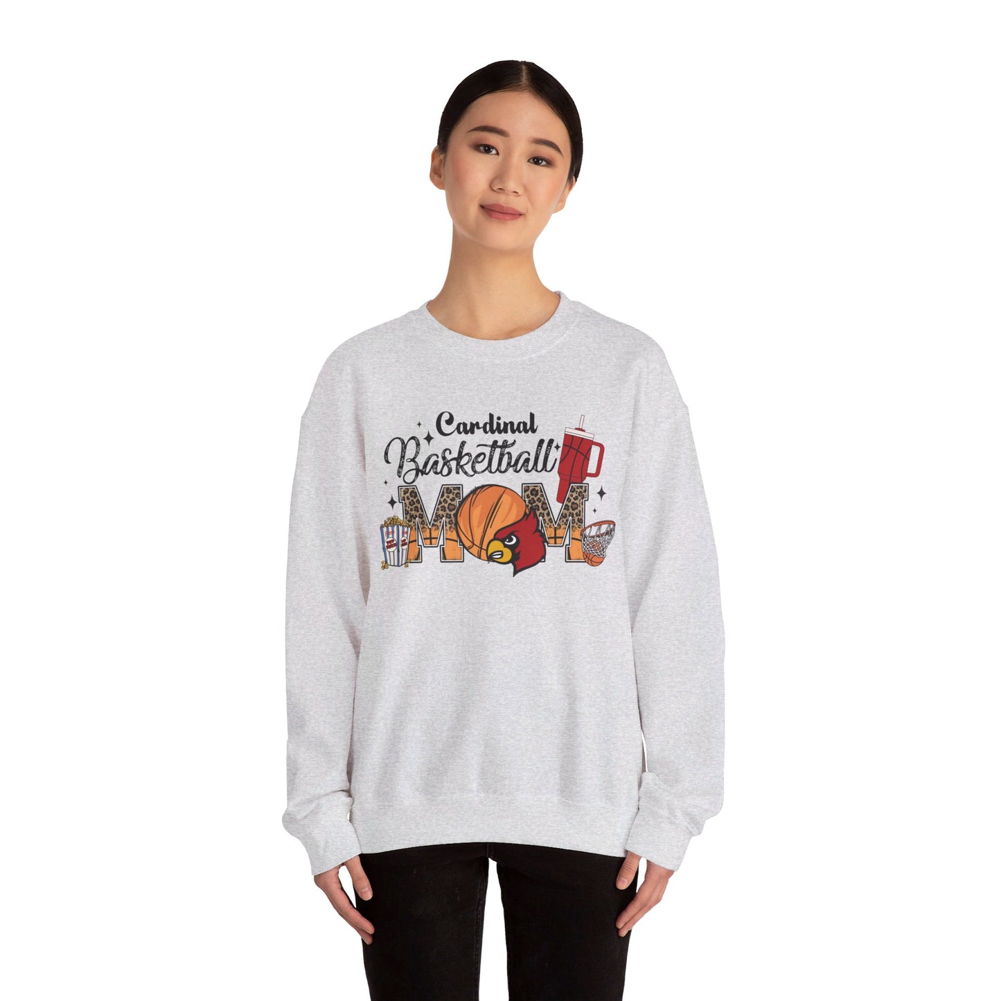 Cardinal Basketball Mom - Unisex Heavy Blend™ Crewneck Sweatshirt