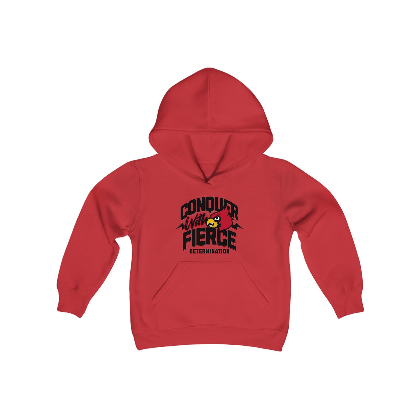 Conquer with Fierce Determination Cardinal - Youth Heavy Blend Hooded Sweatshirt