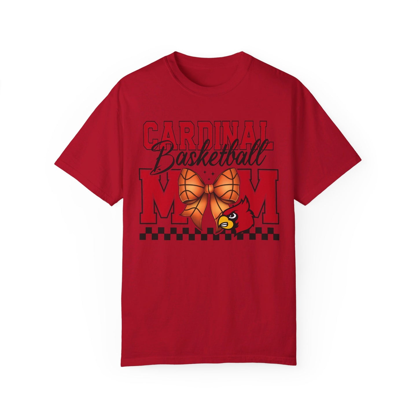 Cardinal Basketball Mom Checkerboard - Comfort Colors T-shirt