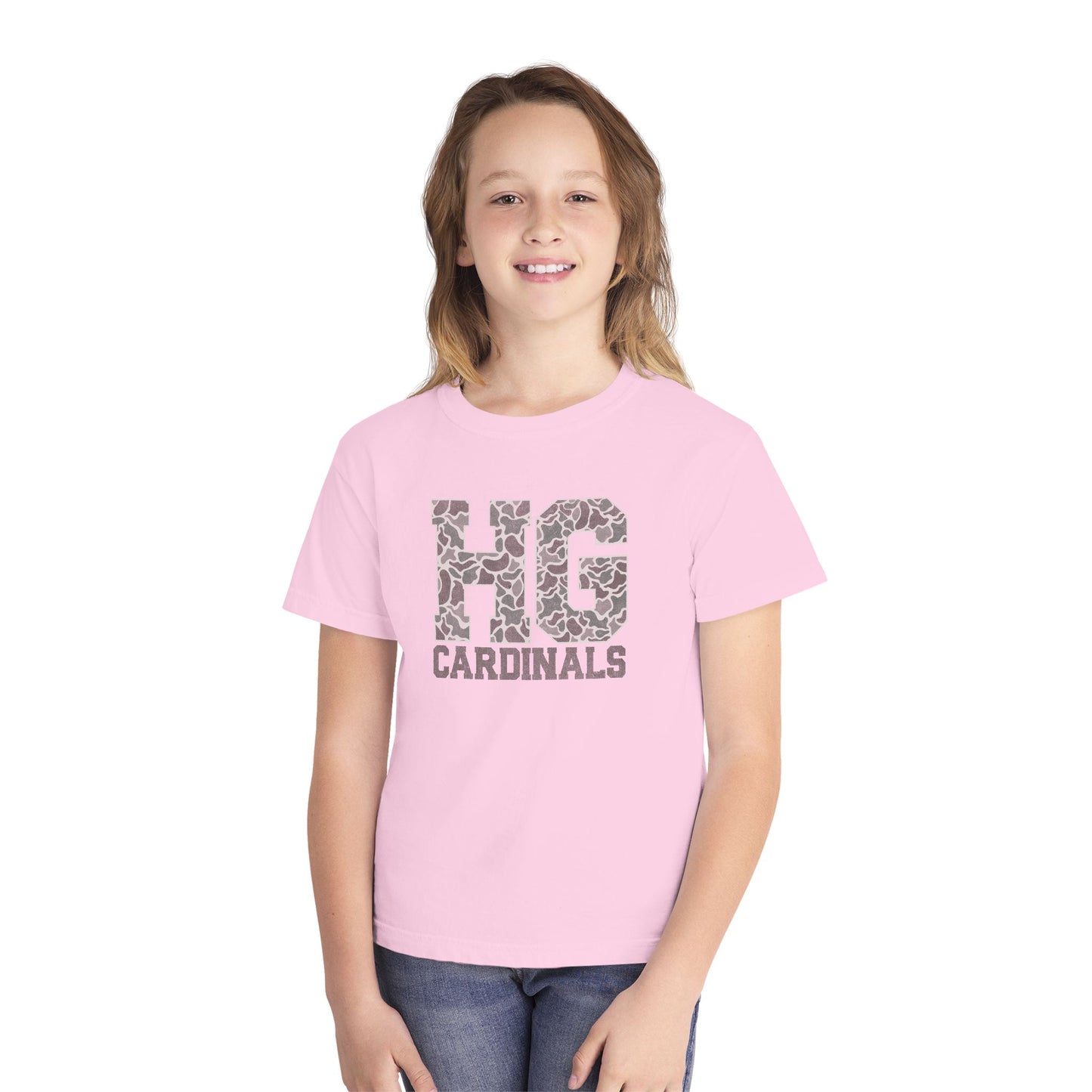 Old School Camo HG Cardinals - Youth Comfort Colors Tshirt