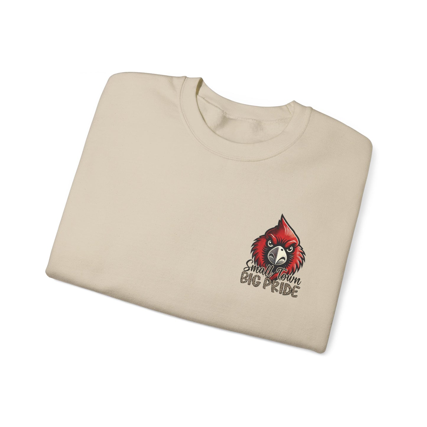 Cardinal Small Town Big Pride Back Design - Unisex Heavy Blend™ Crewneck Sweatshirt