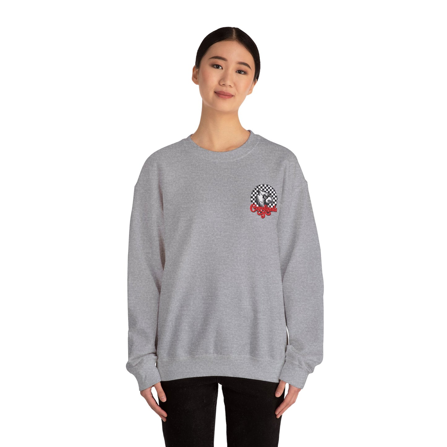 Black and White Check Cardinal Script - Unisex Heavy Blend™ Crewneck Sweatshirt