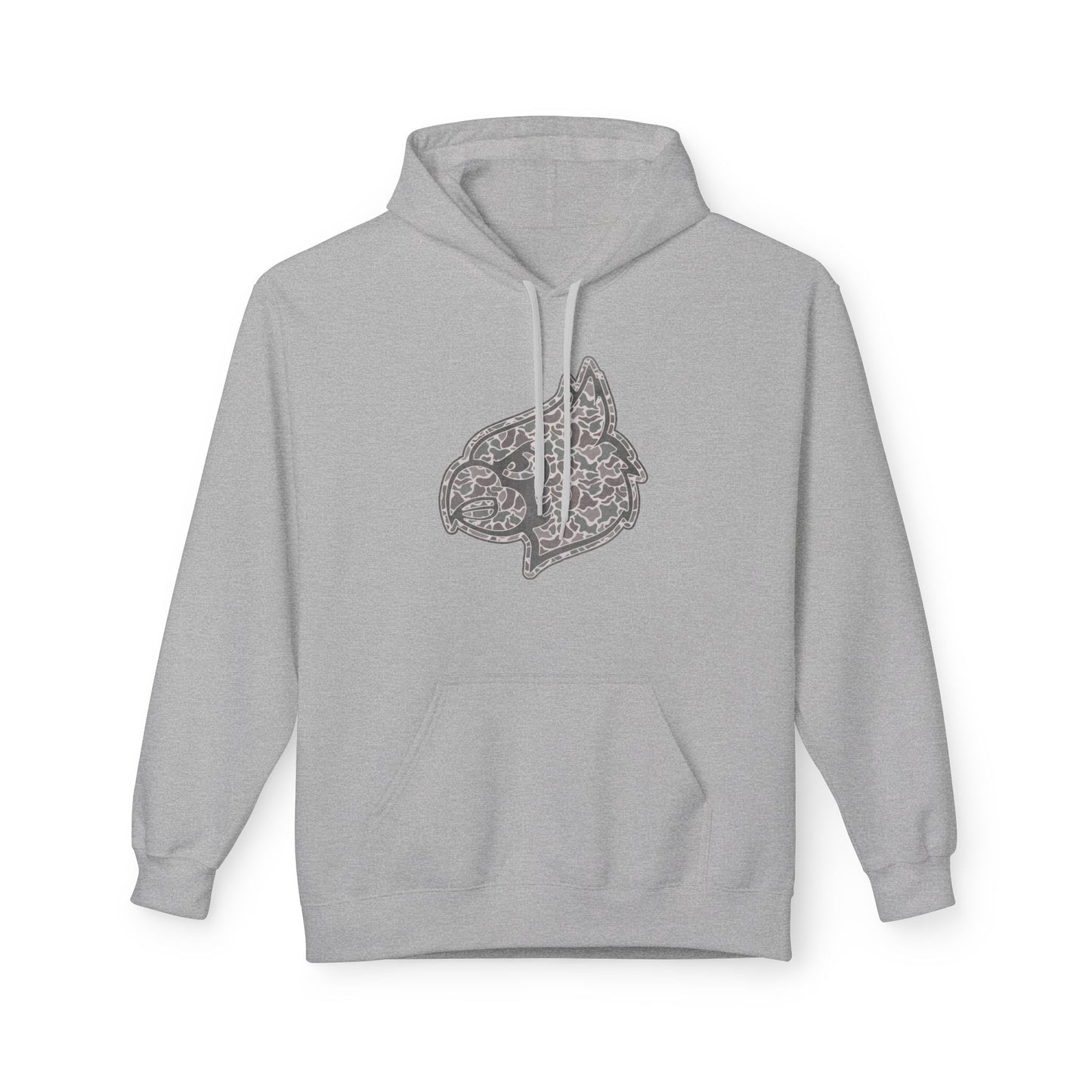 Old School Camo Cardinal Mascot - Midweight Softstyle Fleece Hoodie