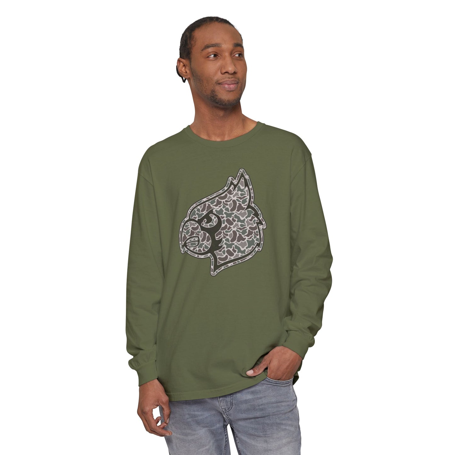 Old School Camo Cardinal - Comfort Colors Long Sleeve T-Shirt