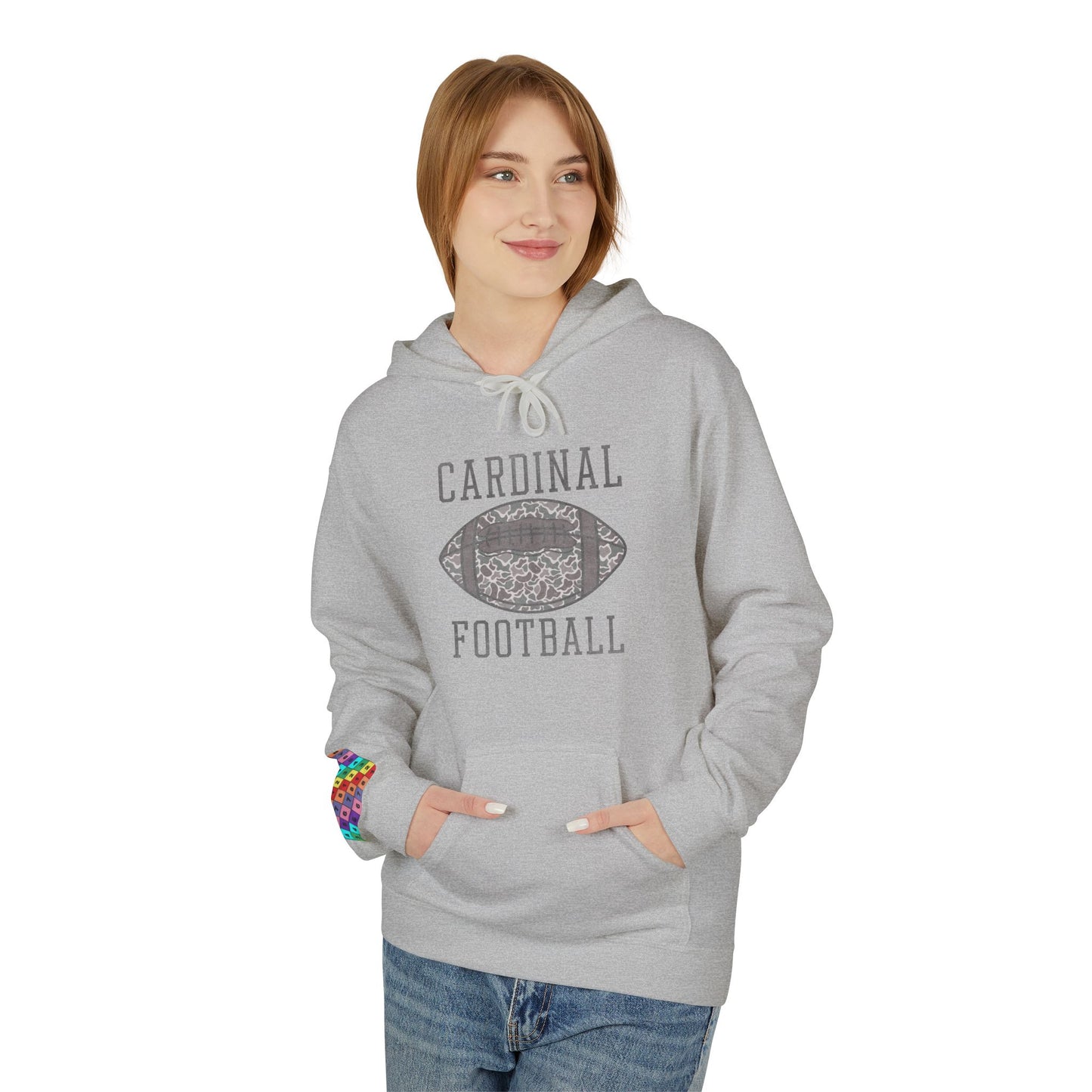 Old School Camo Cardinal Football - Midweight Softstyle Fleece Hoodie