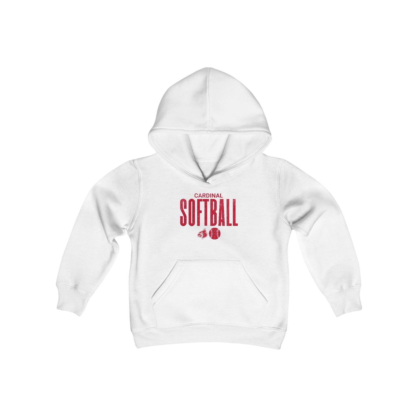 Vintage Cardinal Softball - Youth Heavy Blend Hooded Sweatshirt