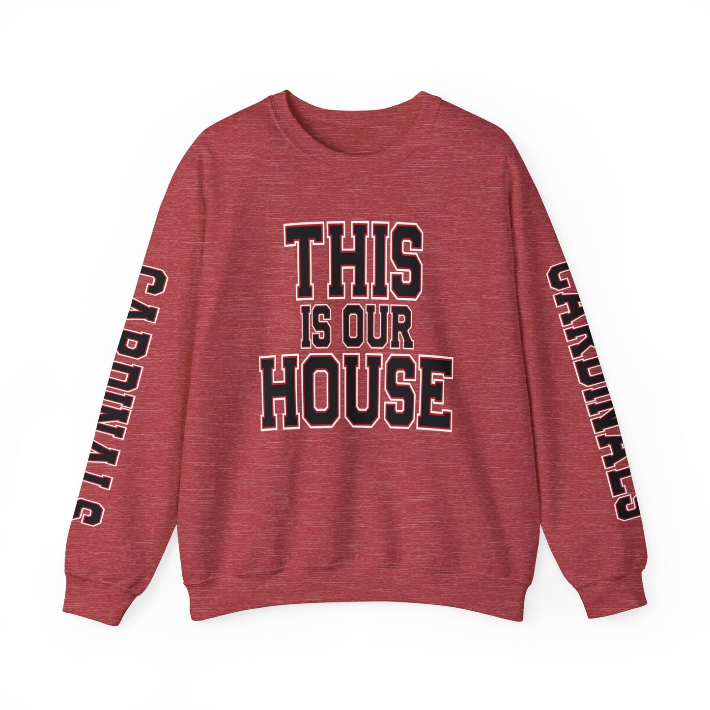 This is Our House Cardinals Sleeves - Unisex Heavy Blend™ Crewneck Sweatshirt