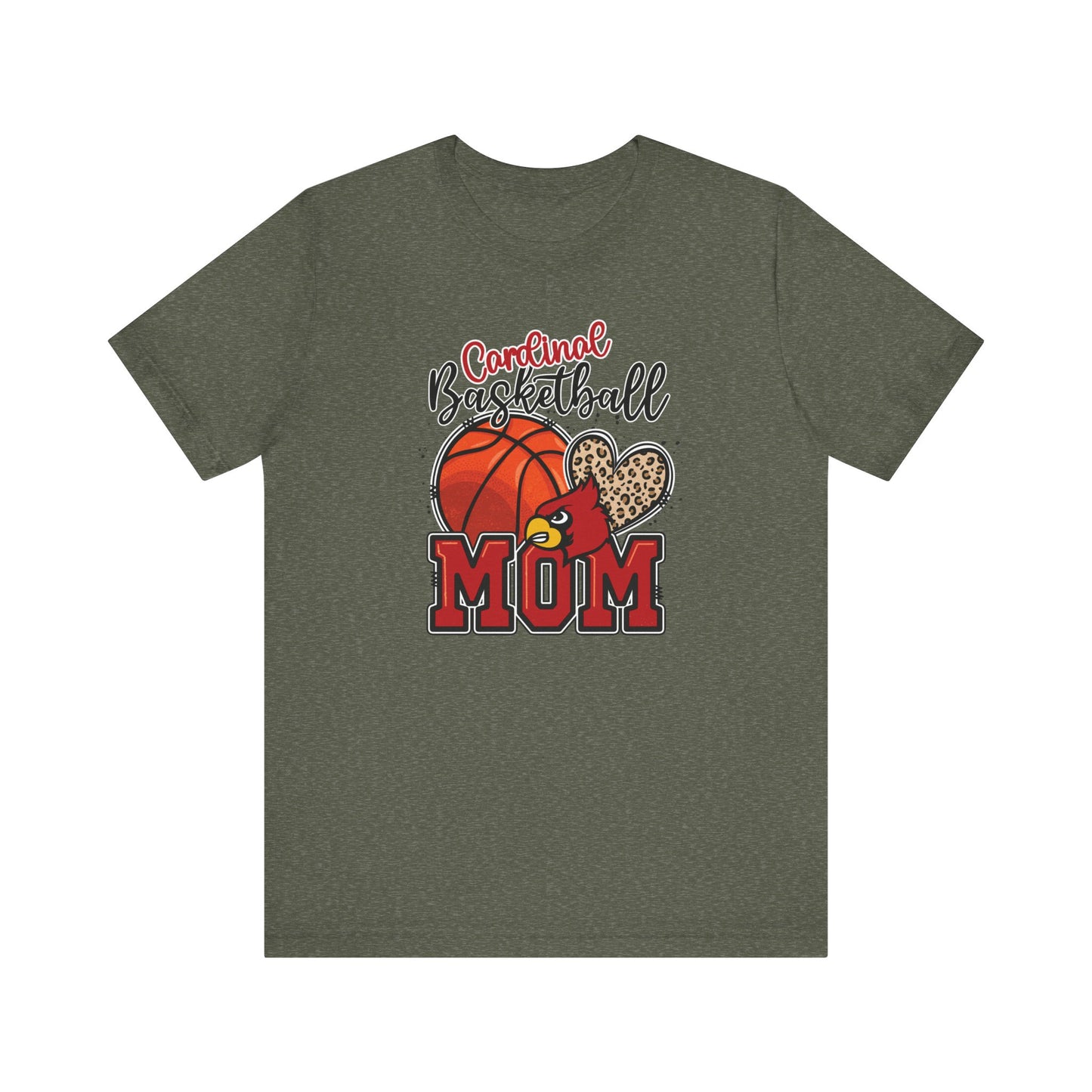 Cardinal Basketball Mom Leopard - Bella + Canvas Short Sleeve Tee