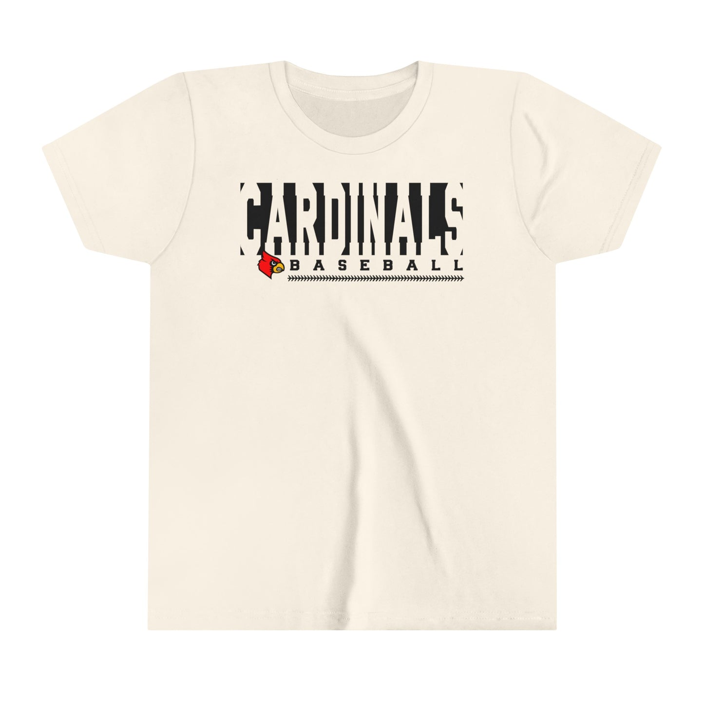 Cardinals Baseball Inset Text - Bella + Canvas Youth Tee