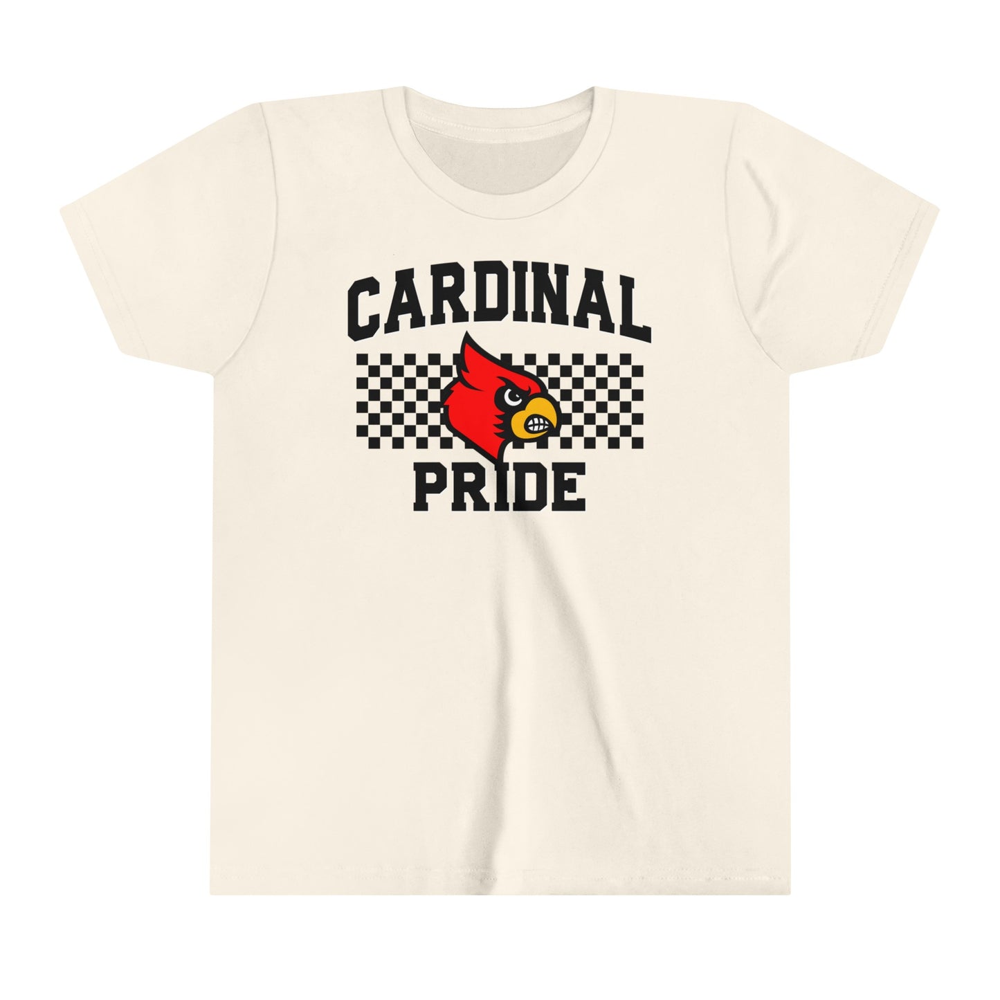 Cardinal Pride Black and White Checkerboard - Bella + Canvas Youth Tee