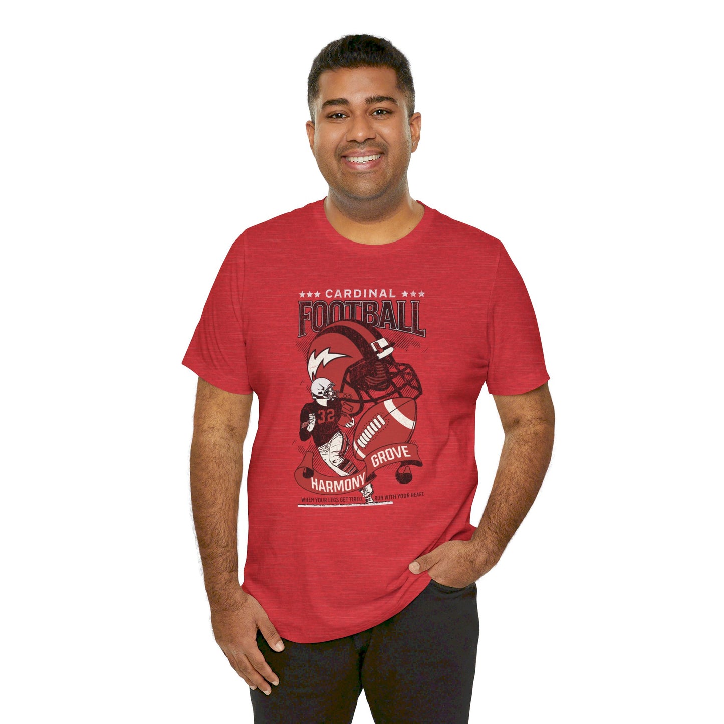 Vintage Cardinal Football - Bella + Canvas Short Sleeve Tee