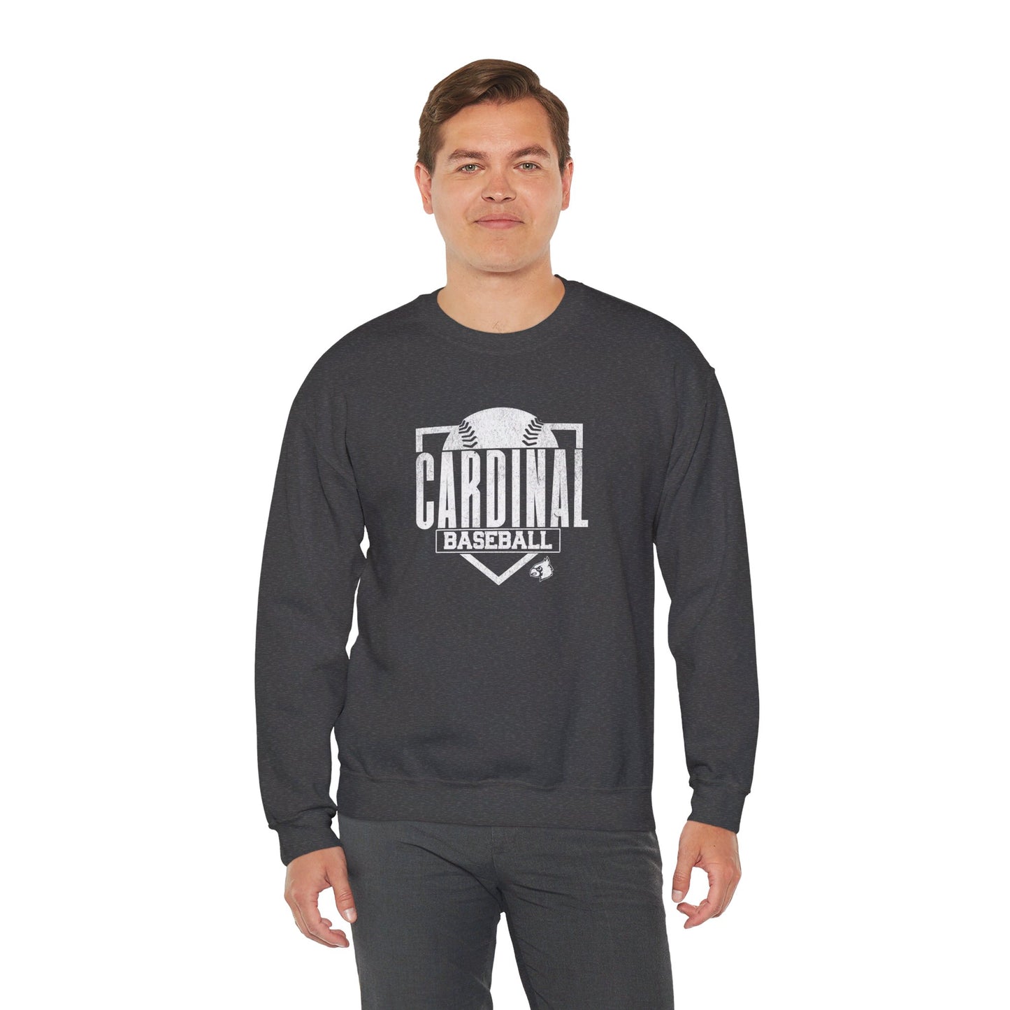 Vintage Cardinal Baseball Plate - Unisex Heavy Blend™ Crewneck Sweatshirt