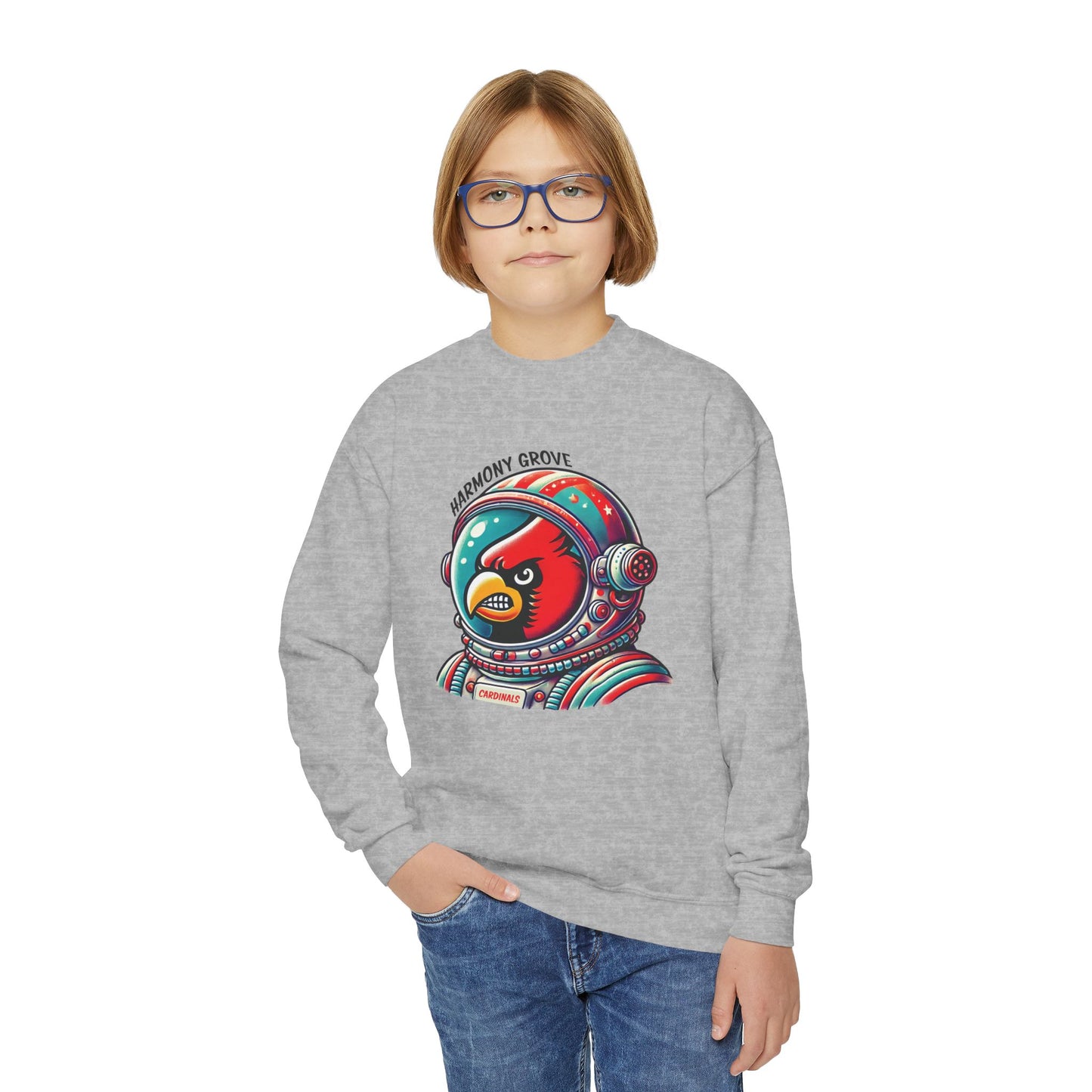 Astronaut Harmony Grove Cardinal - Youth Crew Sweatshirt