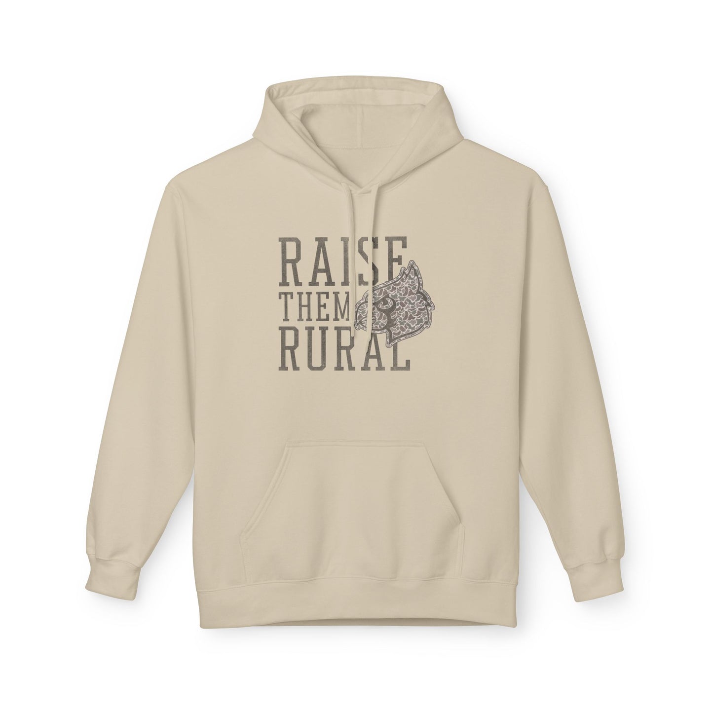 Old School Camo Raise them Rural Cardinal Football - Midweight Softstyle Fleece Hoodie