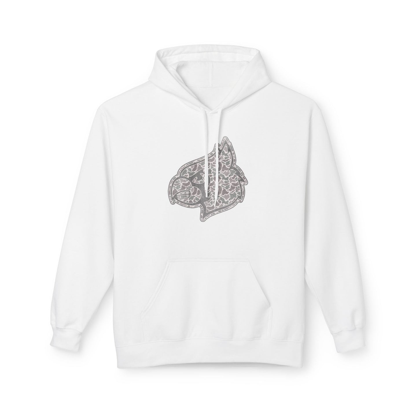 Old School Camo Cardinal Mascot - Midweight Softstyle Fleece Hoodie