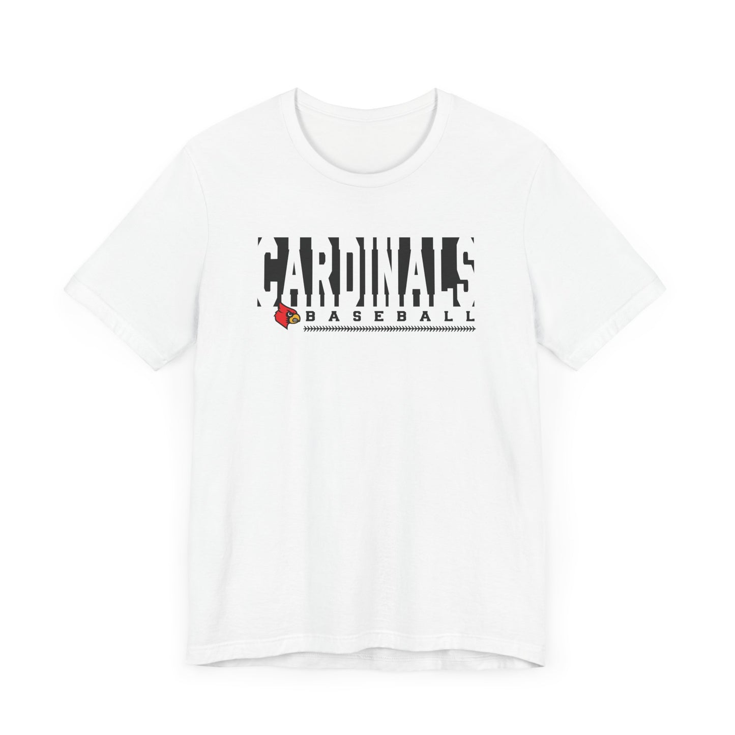 Cardinals Baseball Inset Text - Bella + Canvas Short Sleeve Tee