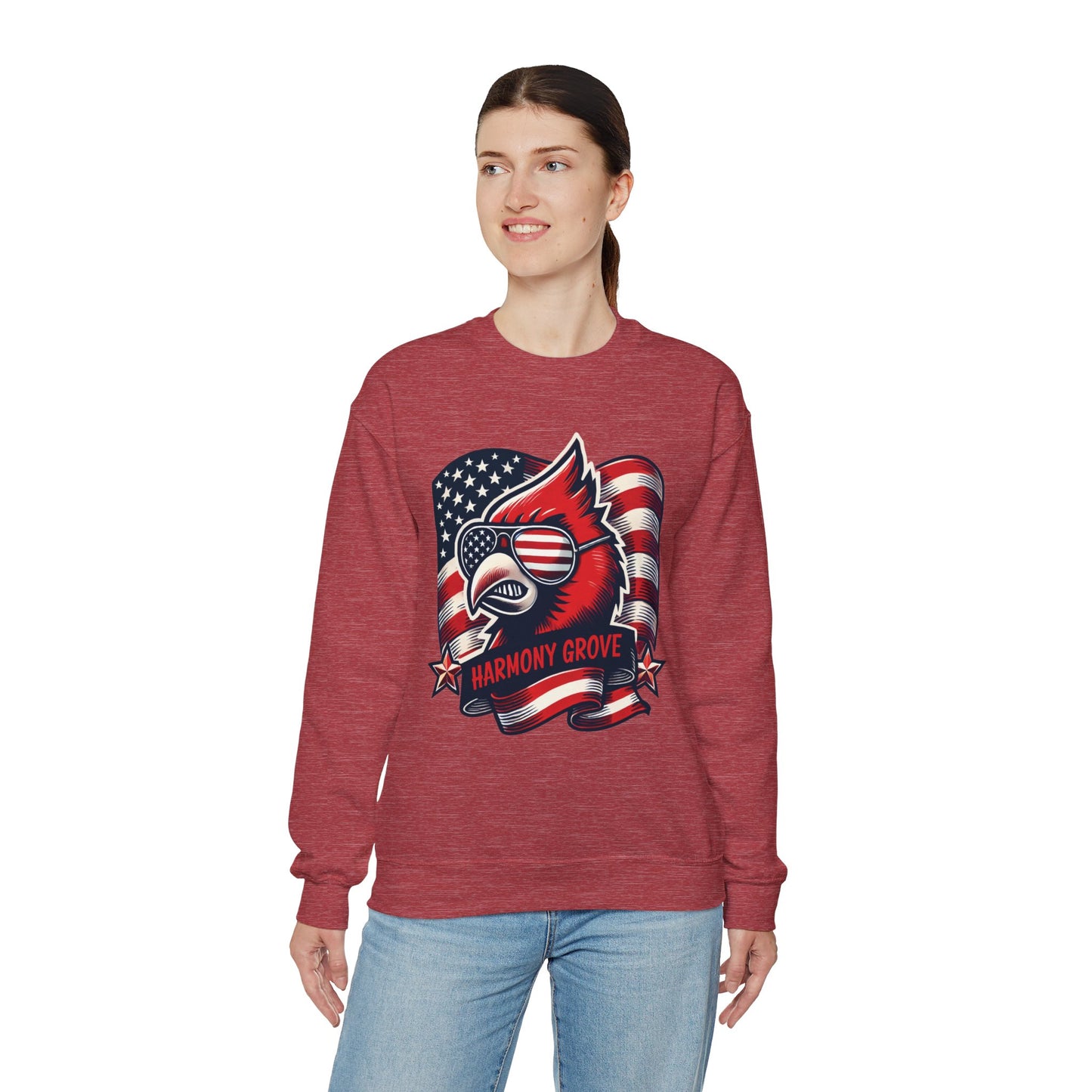 Patriotic Harmony Grove Cardinals - Unisex Heavy Blend™ Crewneck Sweatshirt