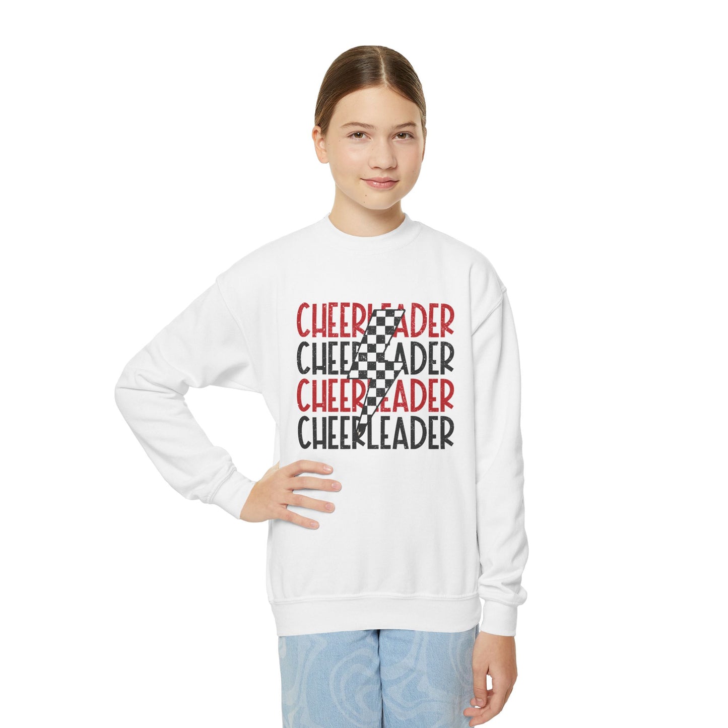 Cheerleader Lighting Bolt - Youth Crew Sweatshirt