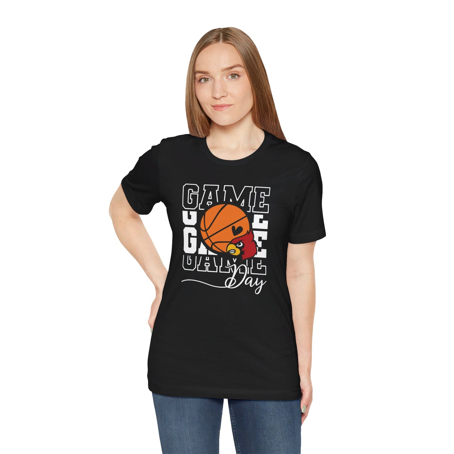 Cardinal Game Day Basketball - Bella + Canvas Short Sleeve Tee
