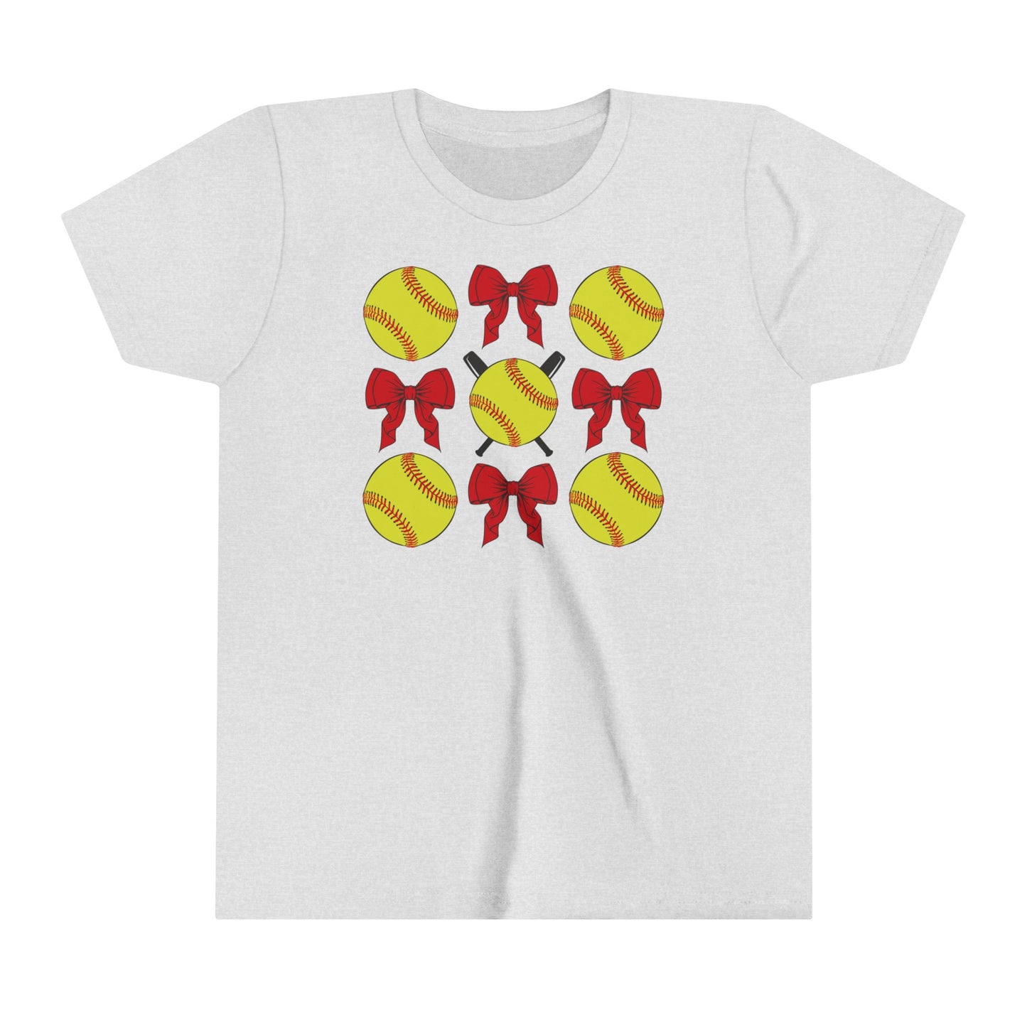 Softball and Bow Coquette - Bella + Canvas Youth Tee