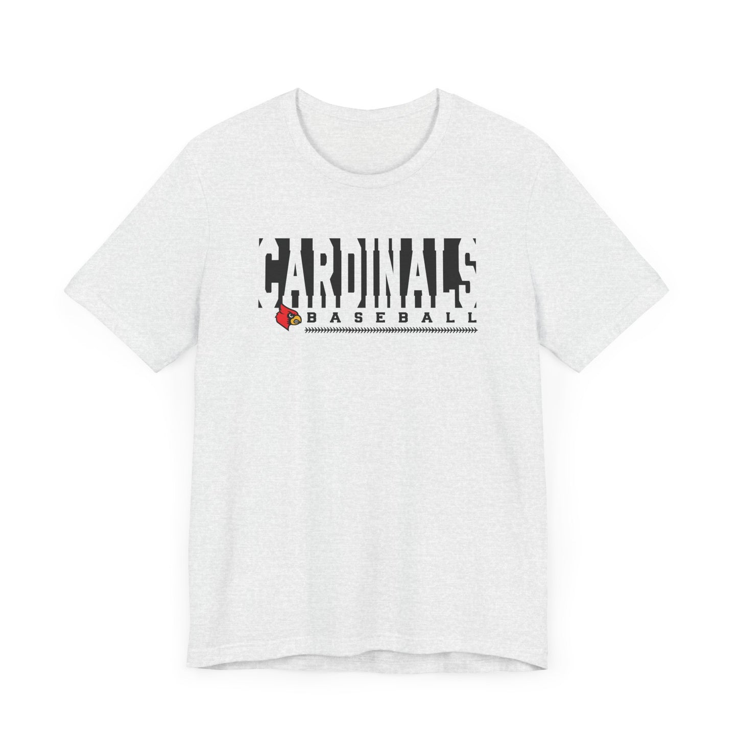 Cardinals Baseball Inset Text - Bella + Canvas Short Sleeve Tee