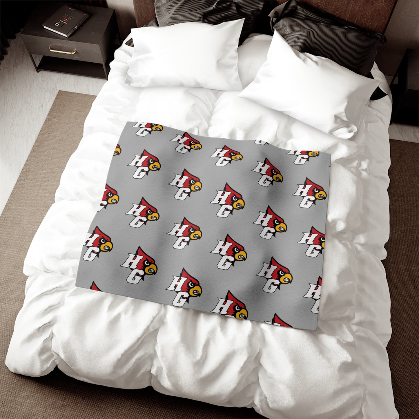 Harmony Grove Cardinal Pattern Gray - Sweatshirt Blanket