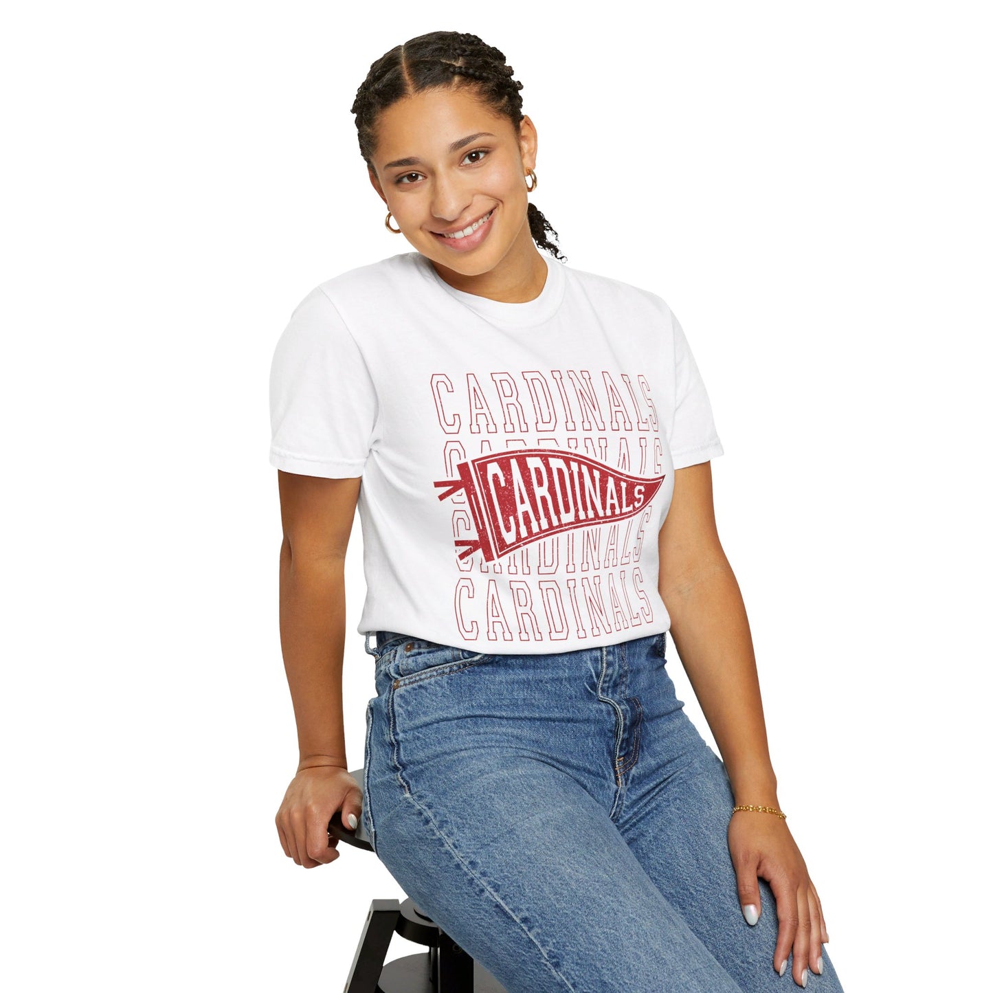 Cardinal Distressed Pennant - Comfort Colors T-shirt