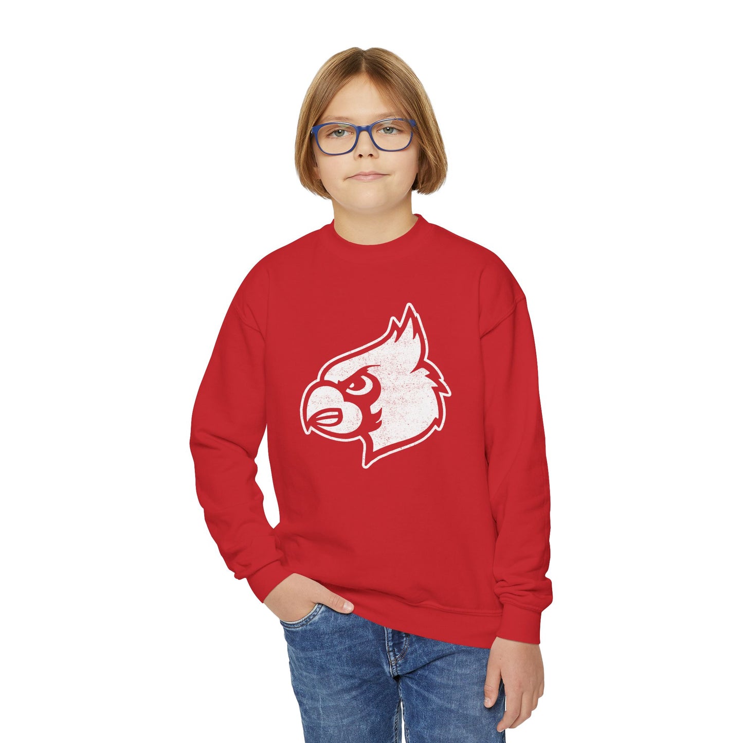 Distressed Cardinal - Youth Crew Sweatshirt