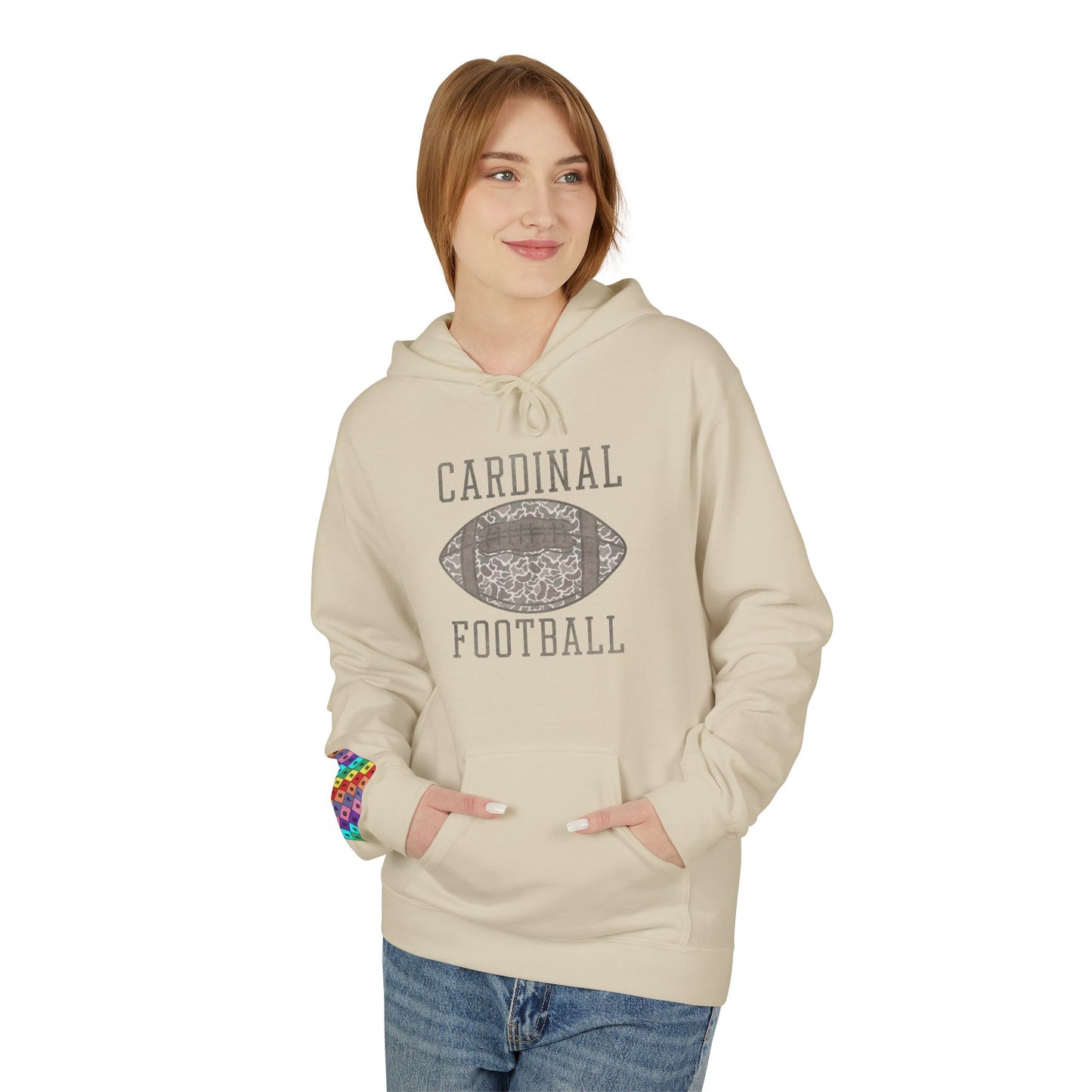 Old School Camo Cardinal Football - Midweight Softstyle Fleece Hoodie