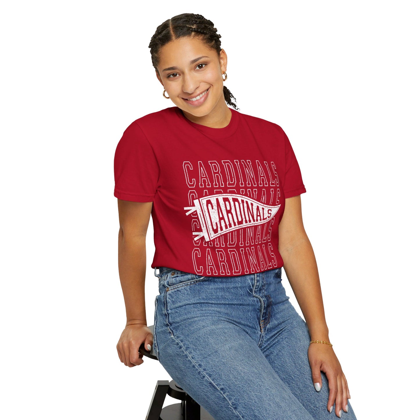 Cardinal Distressed Pennant - Comfort Colors T-shirt