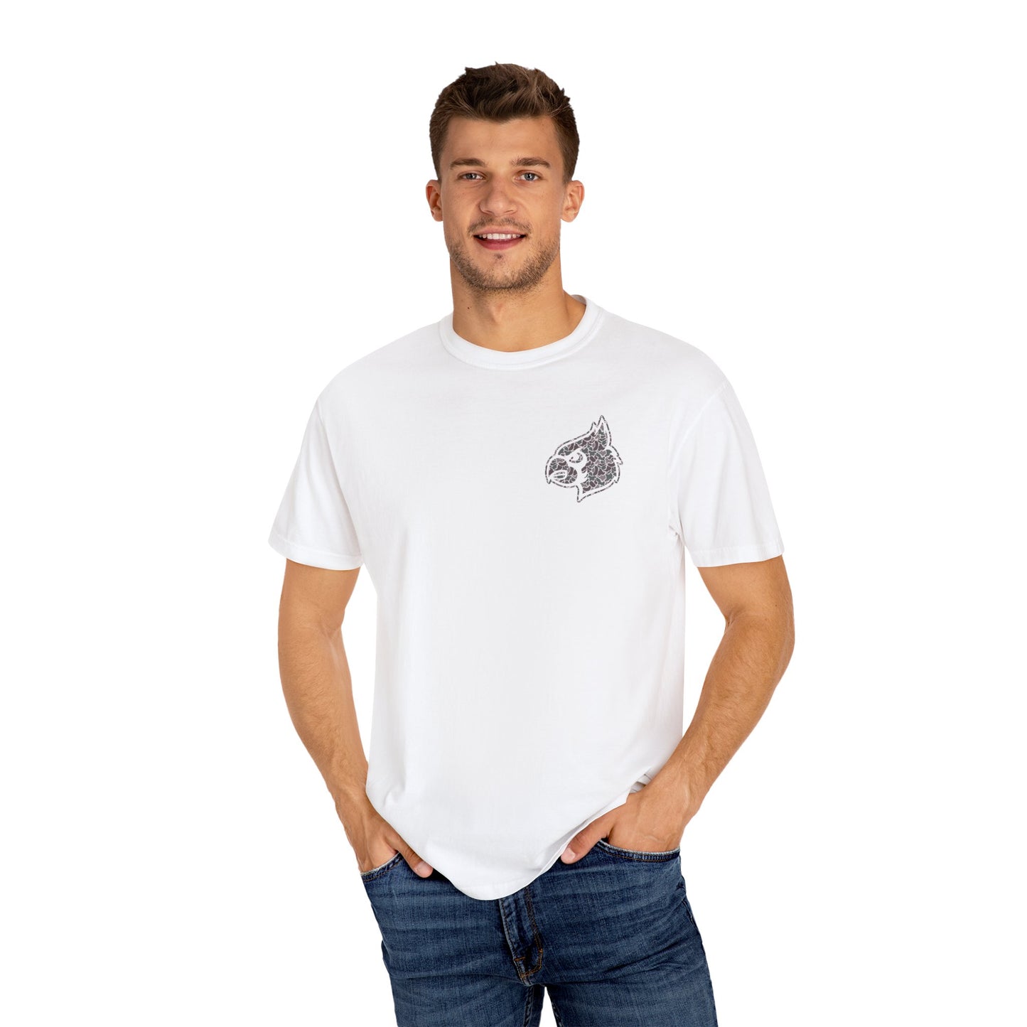 Old School Camo Cardinal Pocket + HG Cardinals - Comfort Colors T Shirt