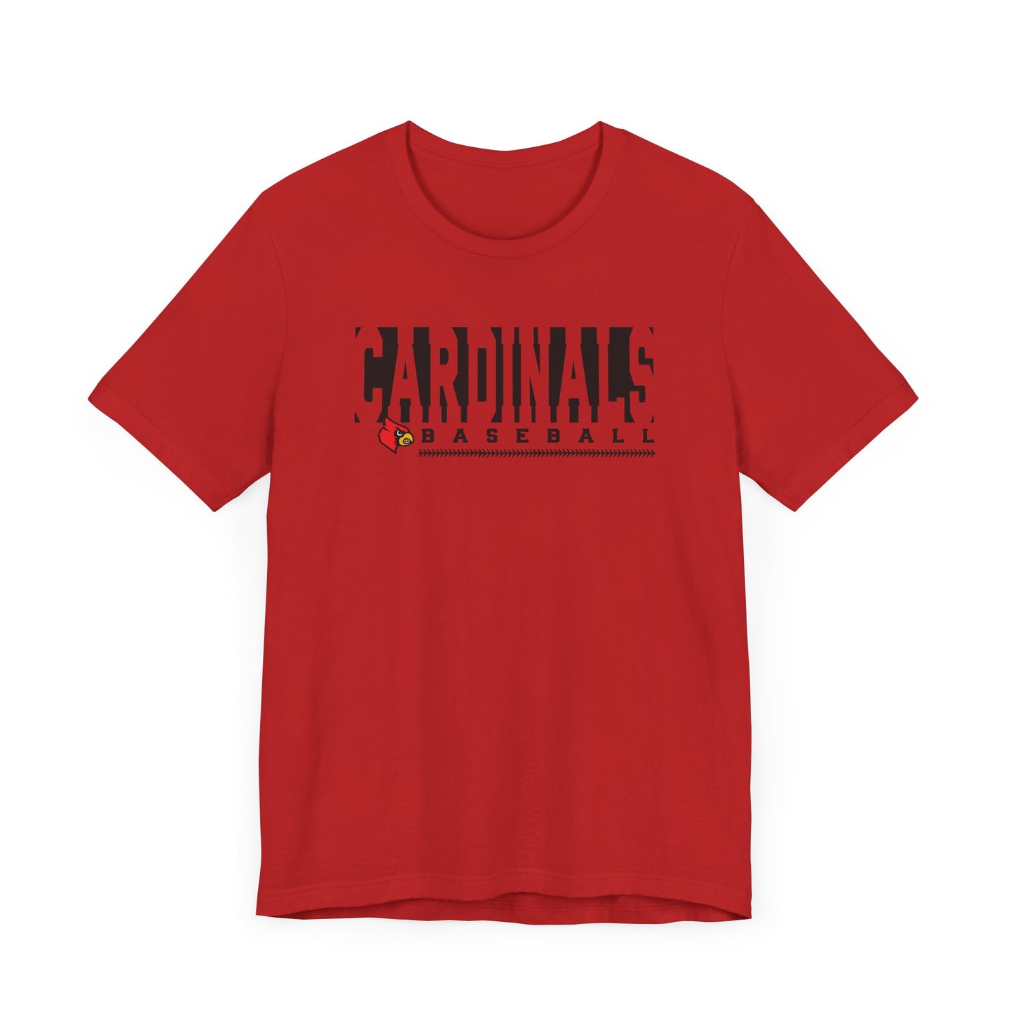 Cardinals Baseball Inset Text - Bella + Canvas Short Sleeve Tee