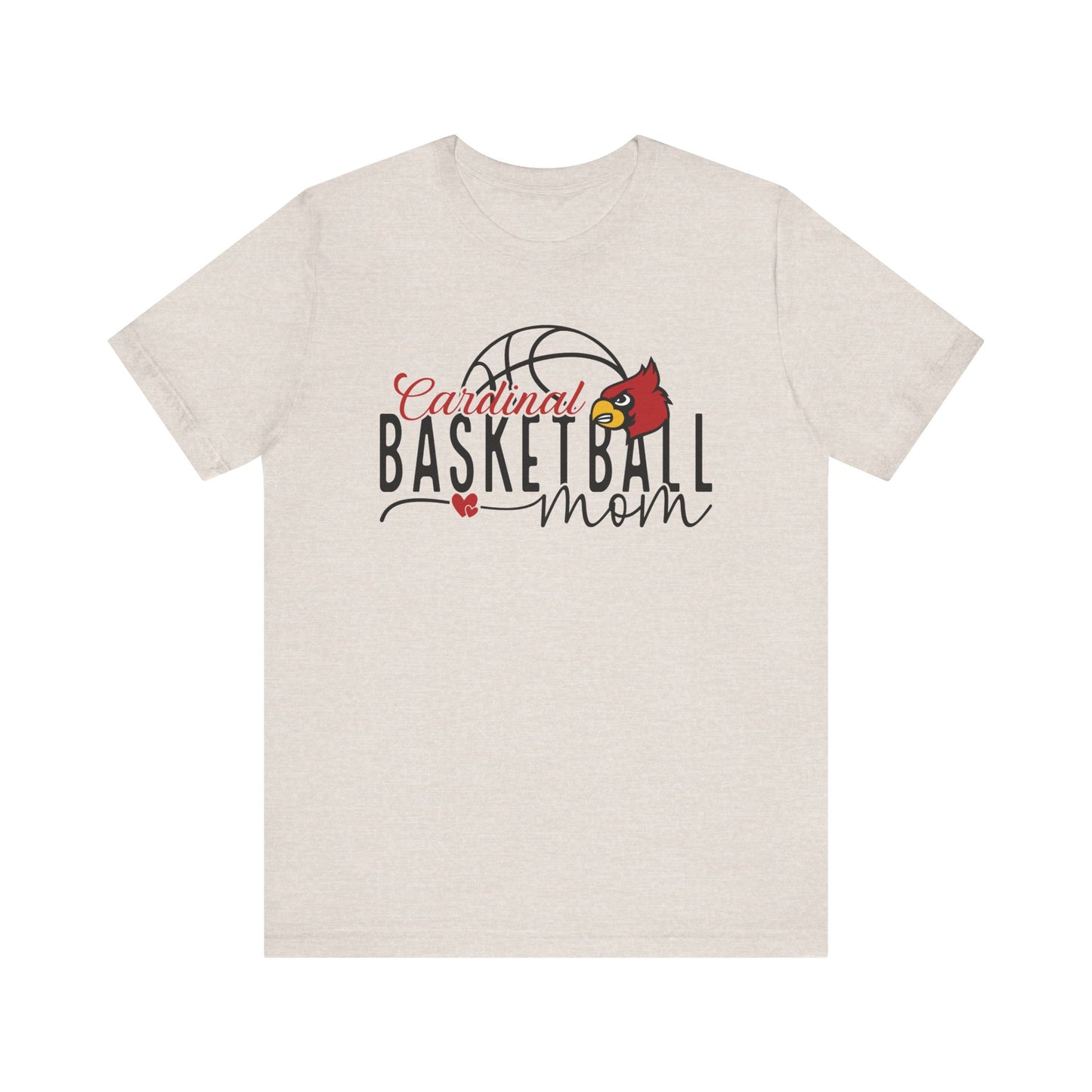 Cardinal Basketball Mom Hearts - Bella + Canvas Short Sleeve Tee