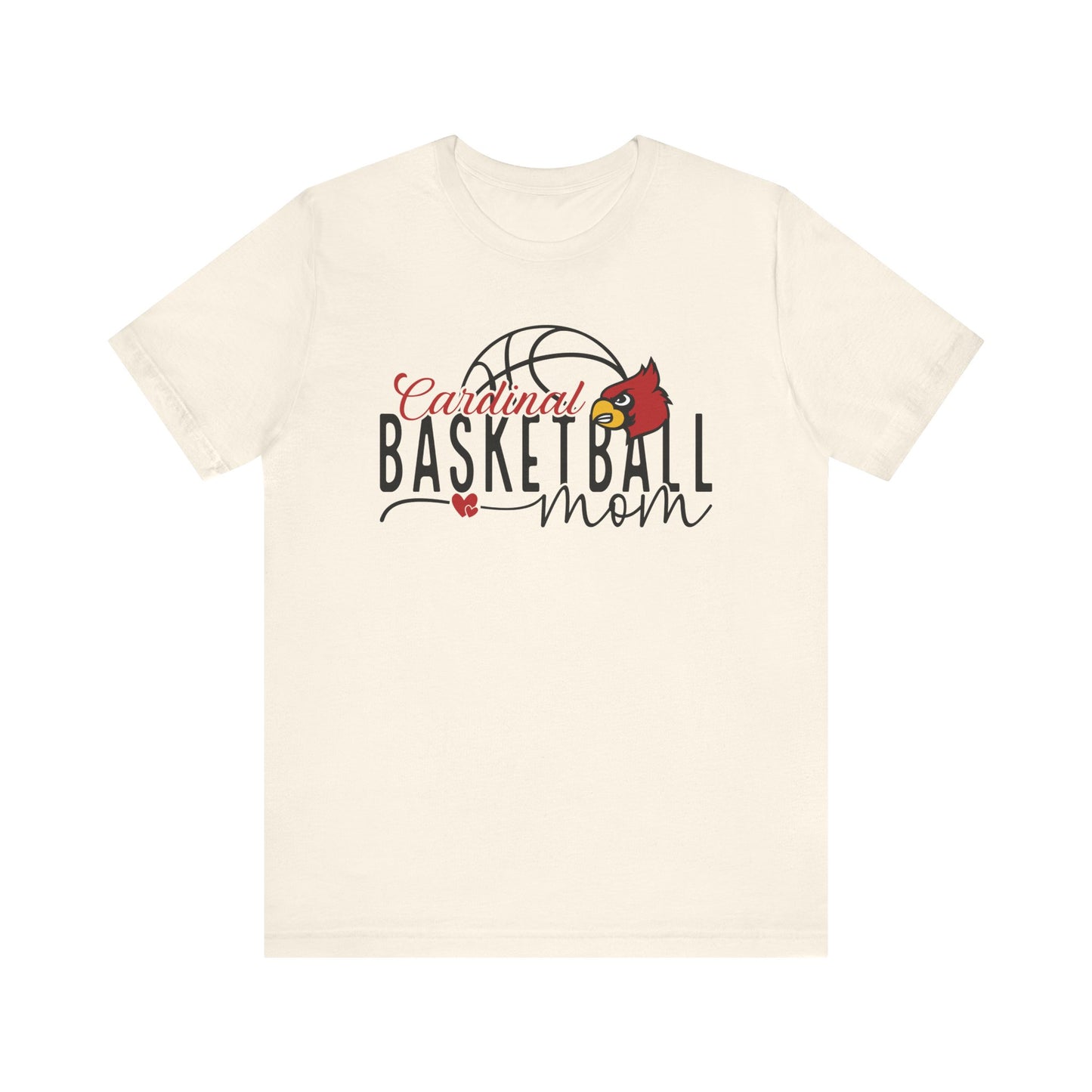 Cardinal Basketball Mom Hearts - Bella + Canvas Short Sleeve Tee