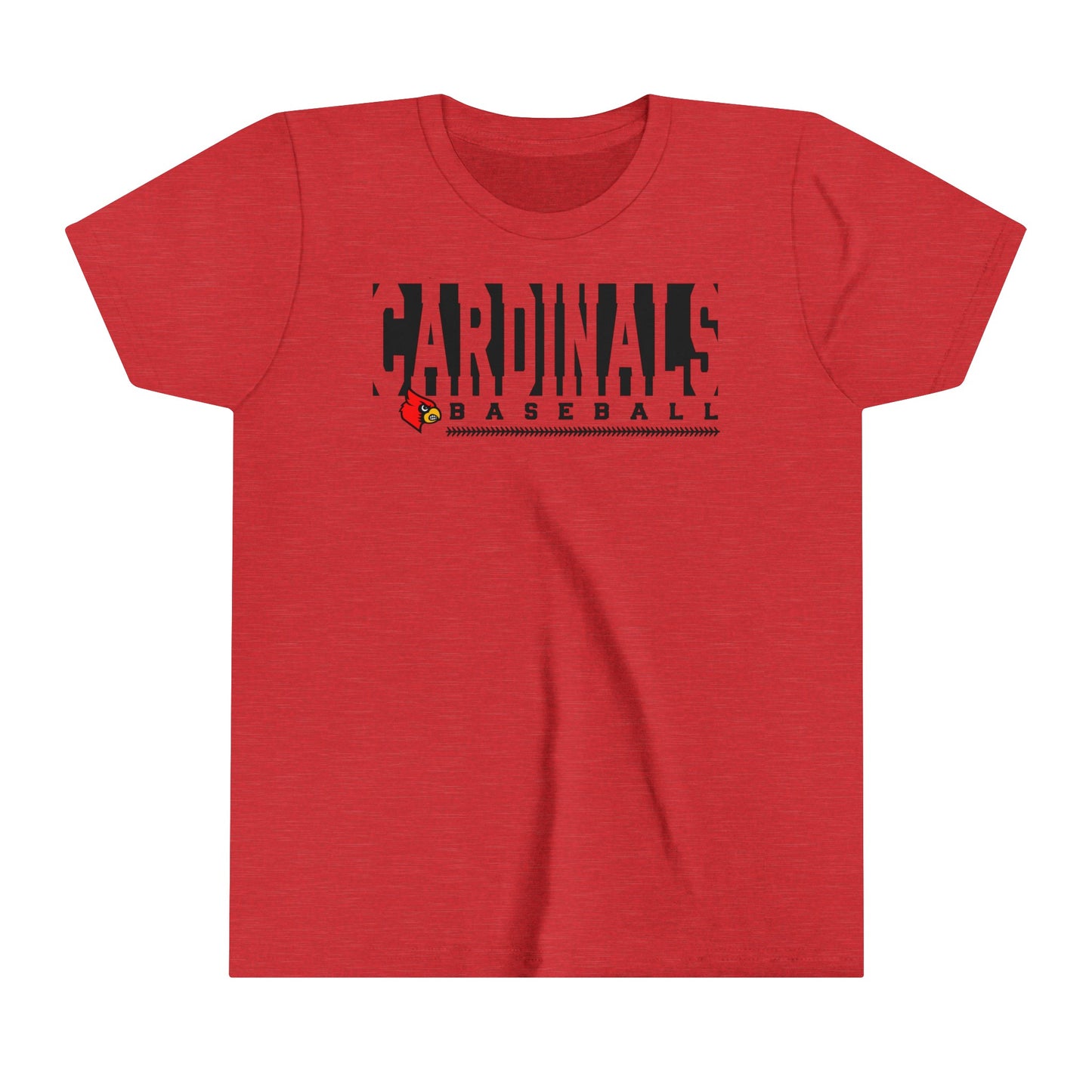 Cardinals Baseball Inset Text - Bella + Canvas Youth Tee
