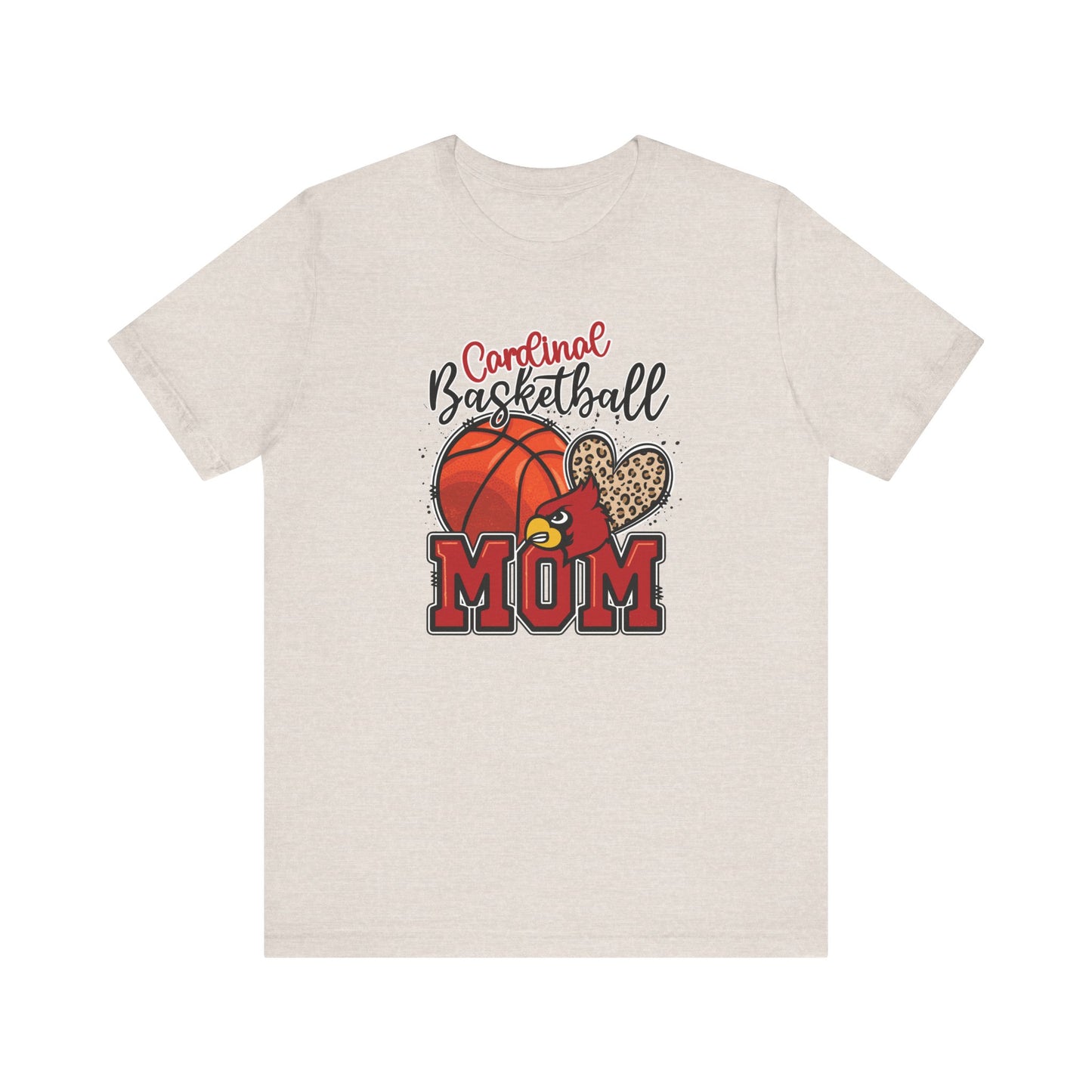 Cardinal Basketball Mom Leopard - Bella + Canvas Short Sleeve Tee