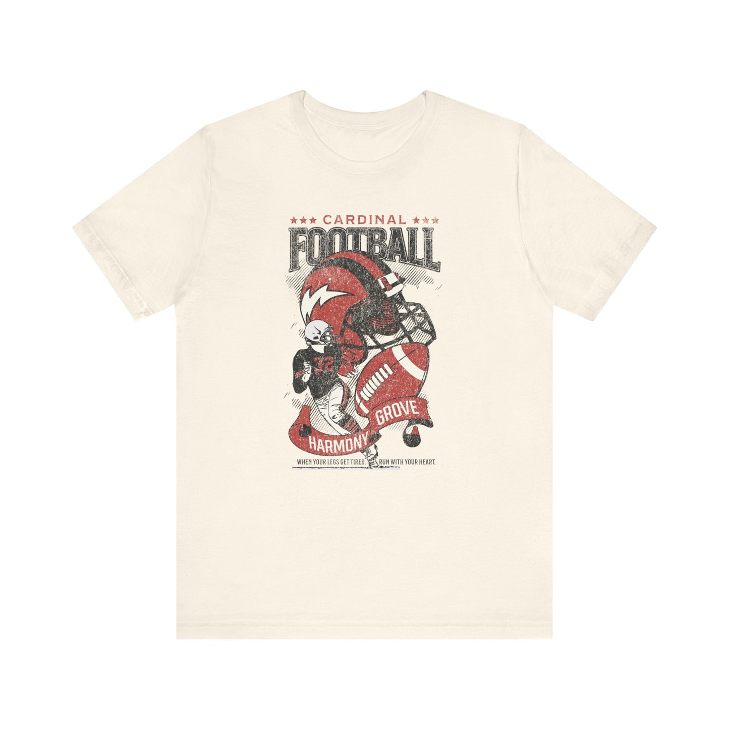 Vintage Cardinal Football - Bella + Canvas Short Sleeve Tee