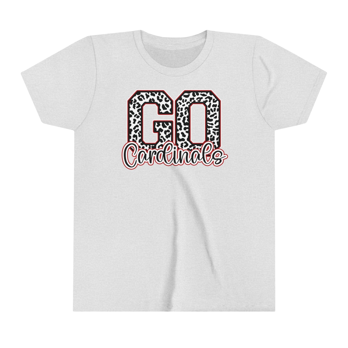 Go Cardinals Leopard Letters - Bella + Canvas Youth Tee