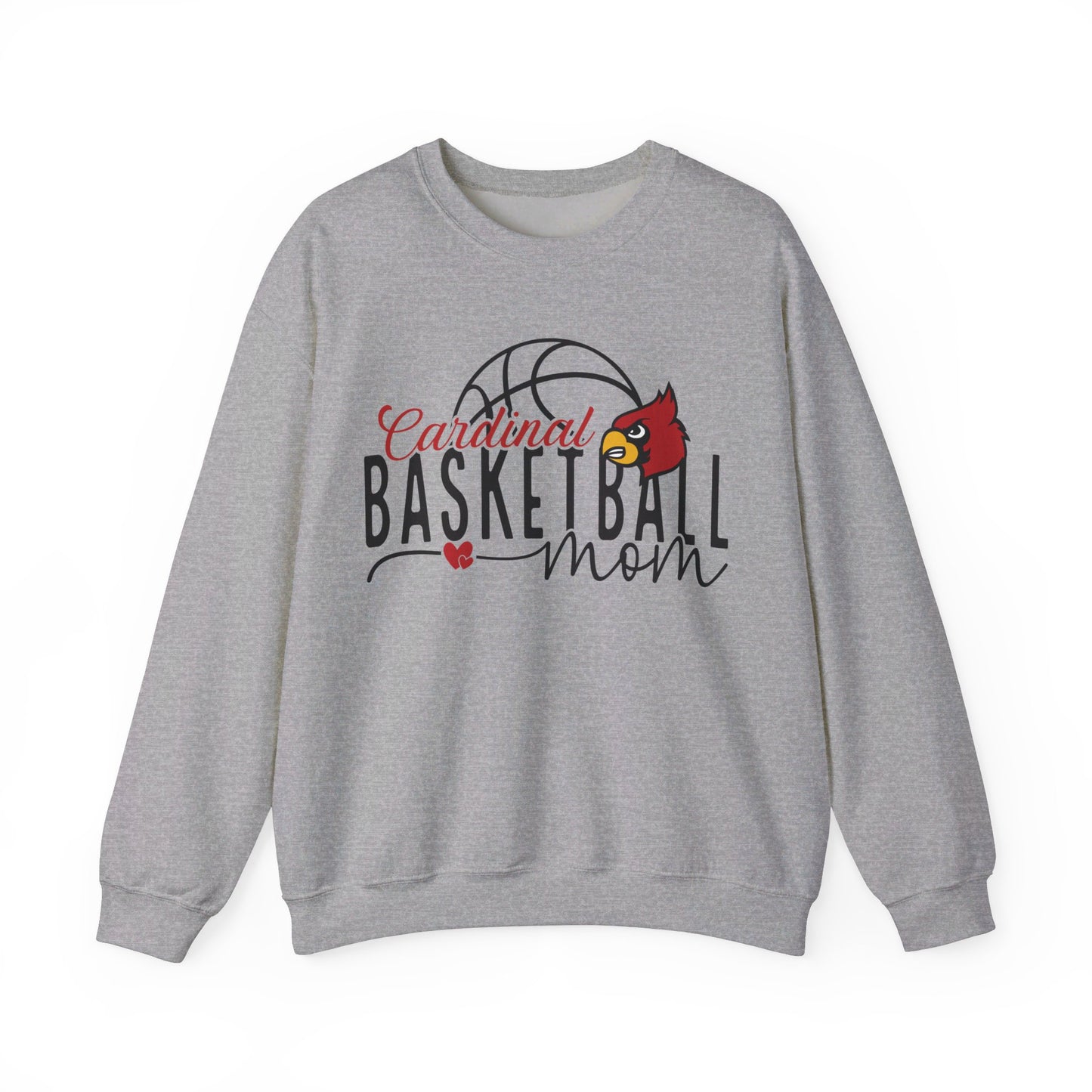 Cardinal Basketball Mom Hearts - Unisex Heavy Blend™ Crewneck Sweatshirt