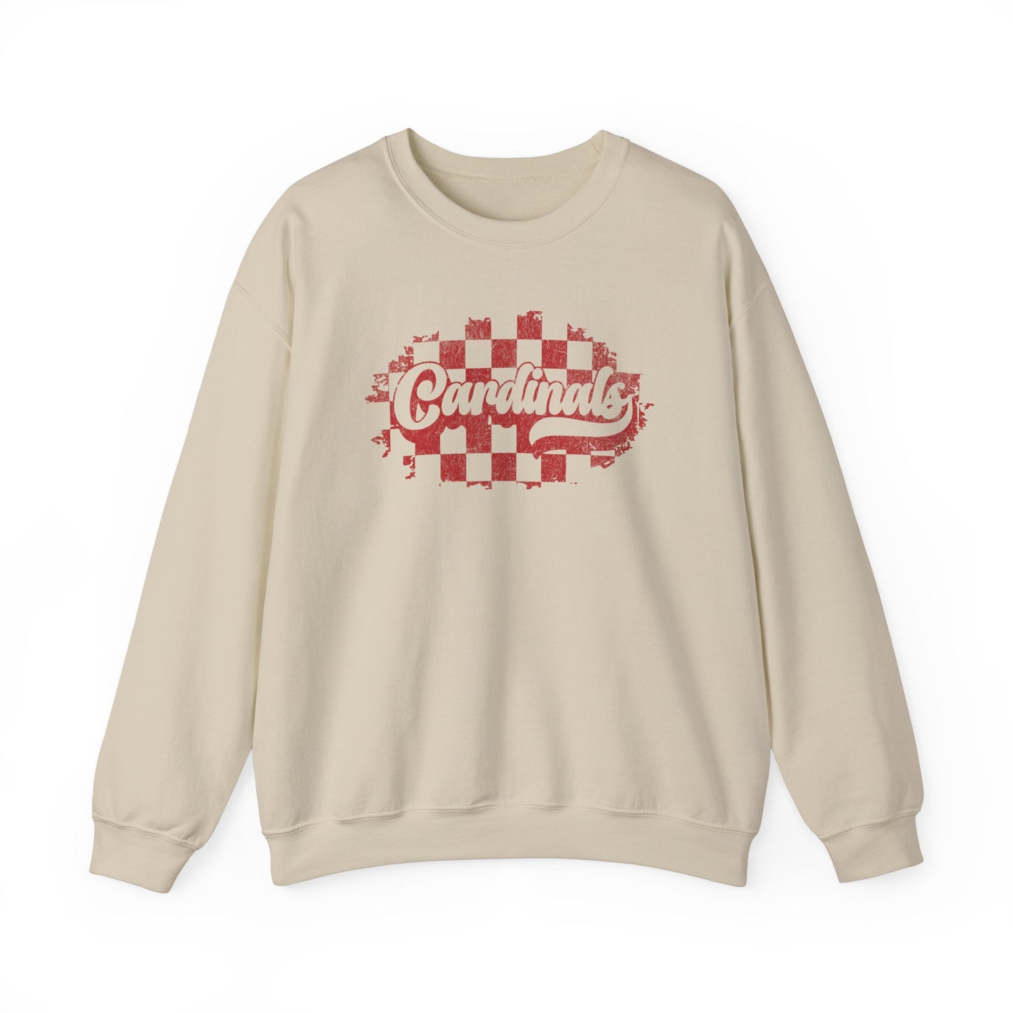 Vintage Cardinals Checked - Unisex Heavy Blend™ Crewneck Sweatshirt