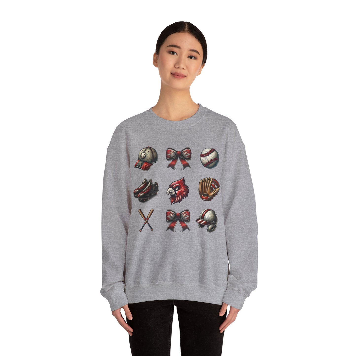 Cardinal Vintage Baseball Coquette - Unisex Heavy Blend™ Crewneck Sweatshirt