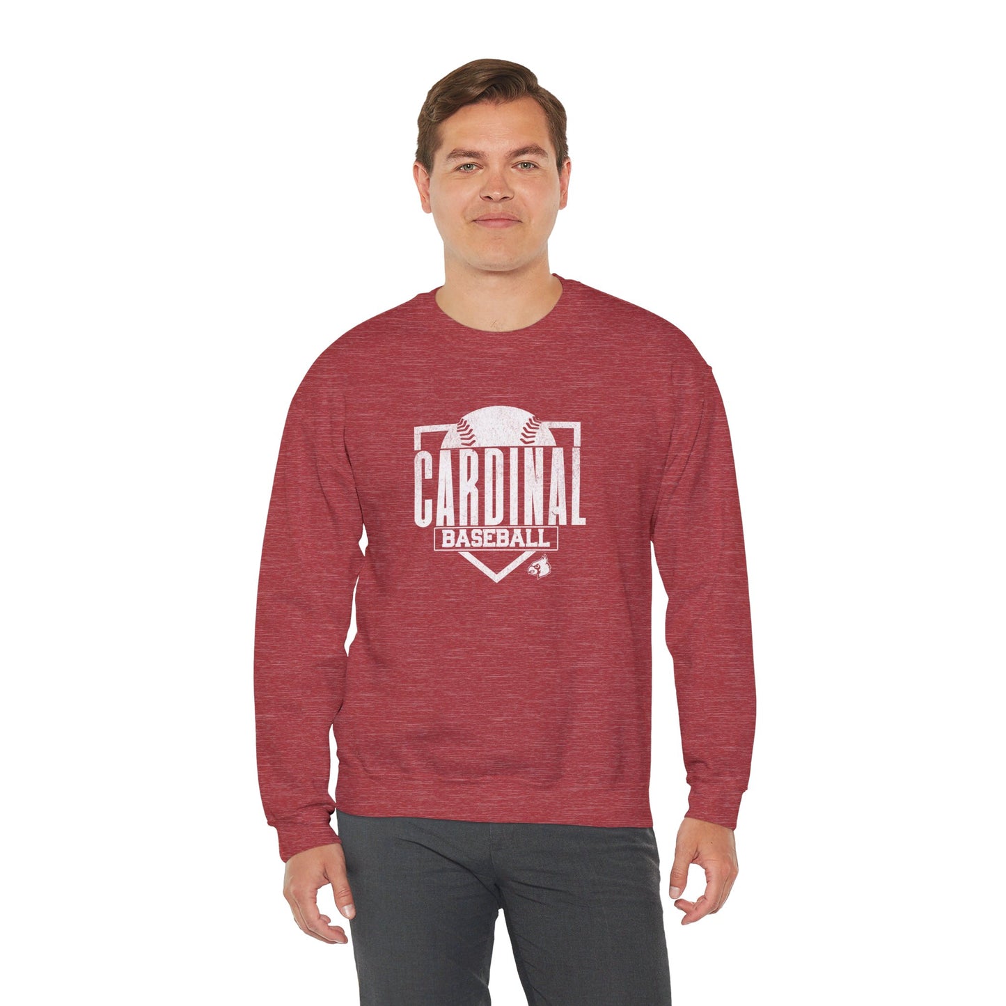 Vintage Cardinal Baseball Plate - Unisex Heavy Blend™ Crewneck Sweatshirt