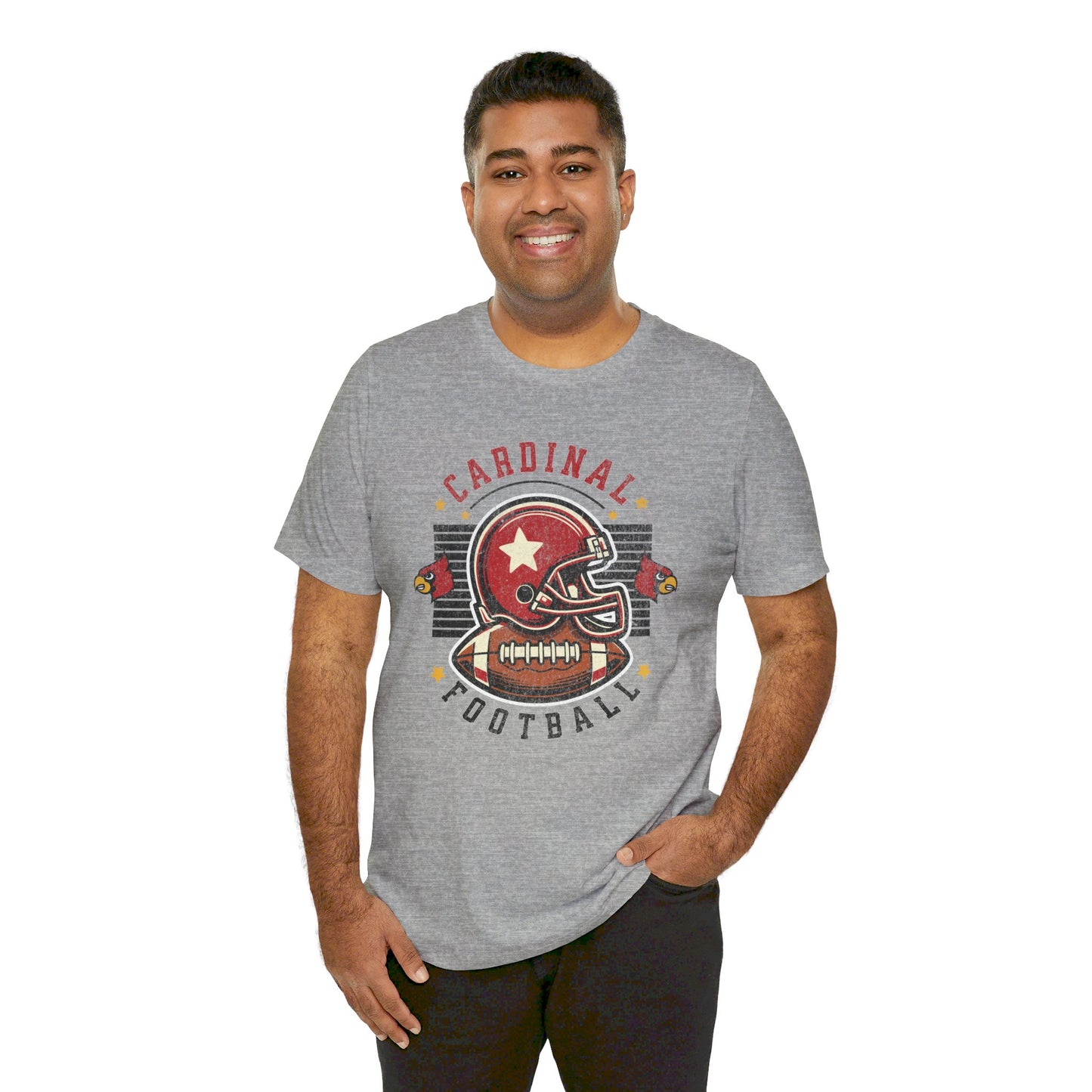 Cardinal Football Helmet - Bella + Canvas Short Sleeve Tee