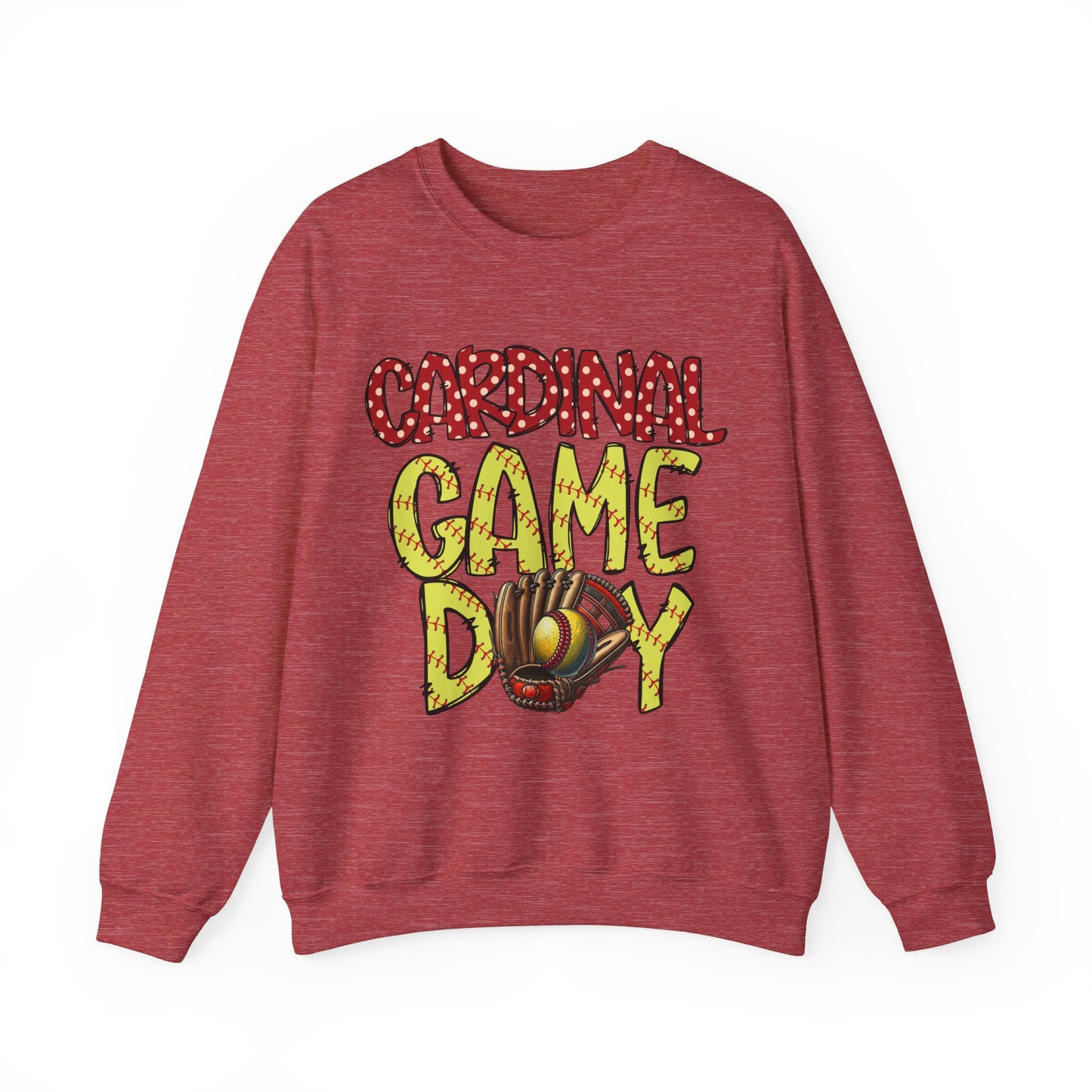 Cardinal Softball Game Day - Unisex Heavy Blend™ Crewneck Sweatshirt