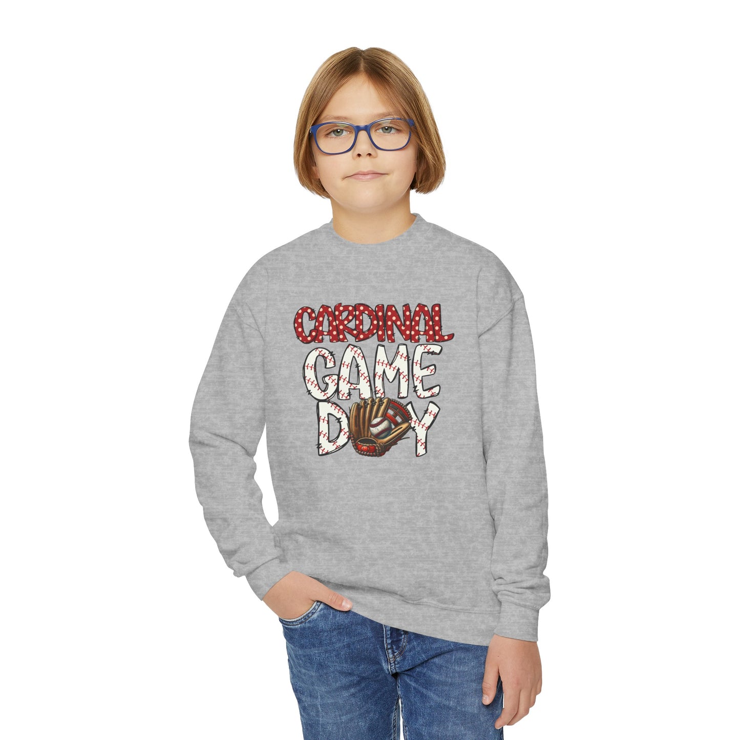 Cardinal Game Day Baseball - Youth Crew Sweatshirt
