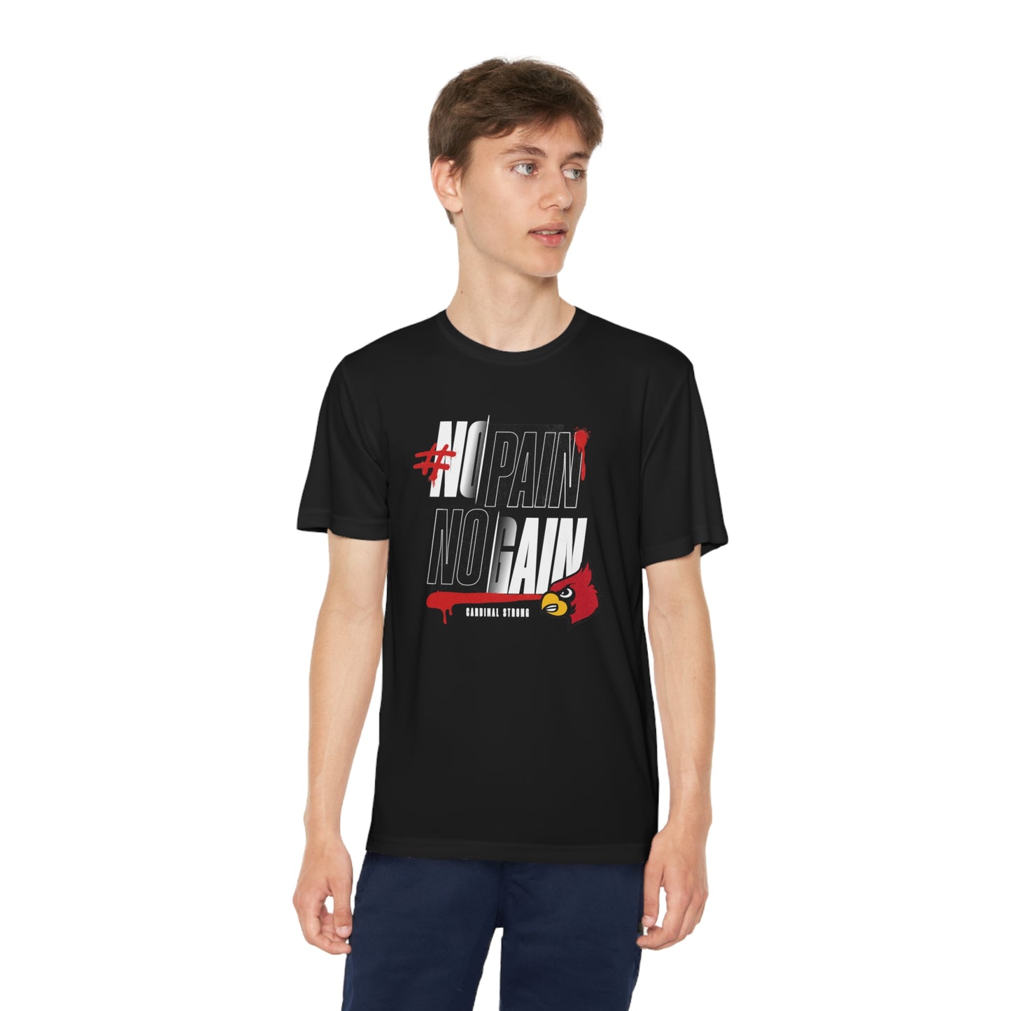 No Pain No Gain Cardinal - Youth Sport-Tek® Competitor™ Tee